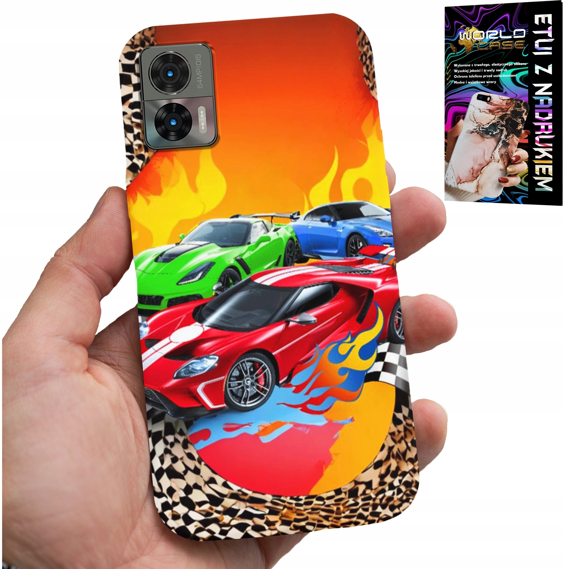 ETUI DO MOTOROLA EDGE 30 NEO - DLA DZIECI, SAMOCHODY WYŚCIGOWE + FOLIA