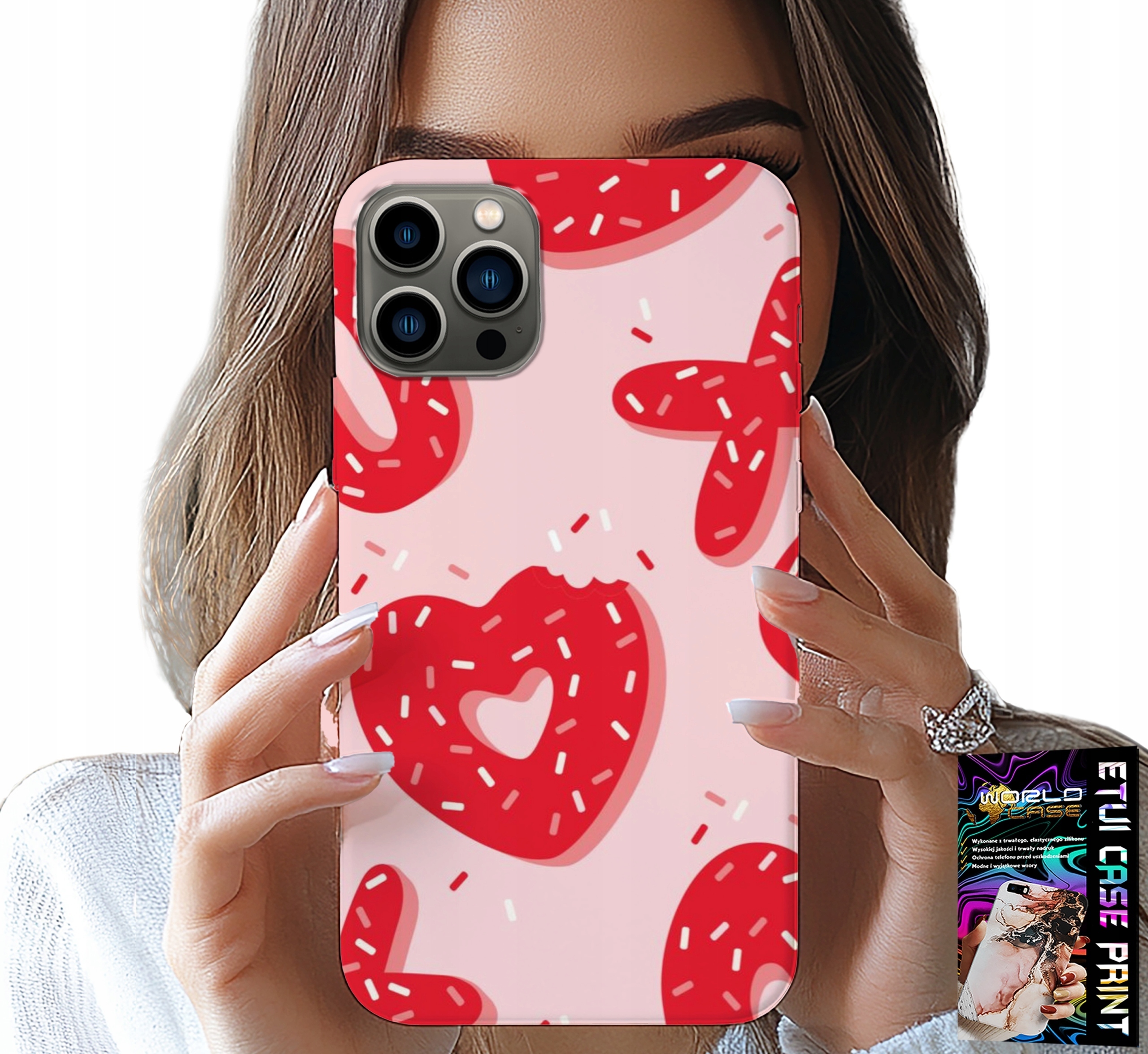 ETUI DO IPHONE 11 PRO - KOBIECE, MODNE WZORY XOXO SERCE + SZKŁO