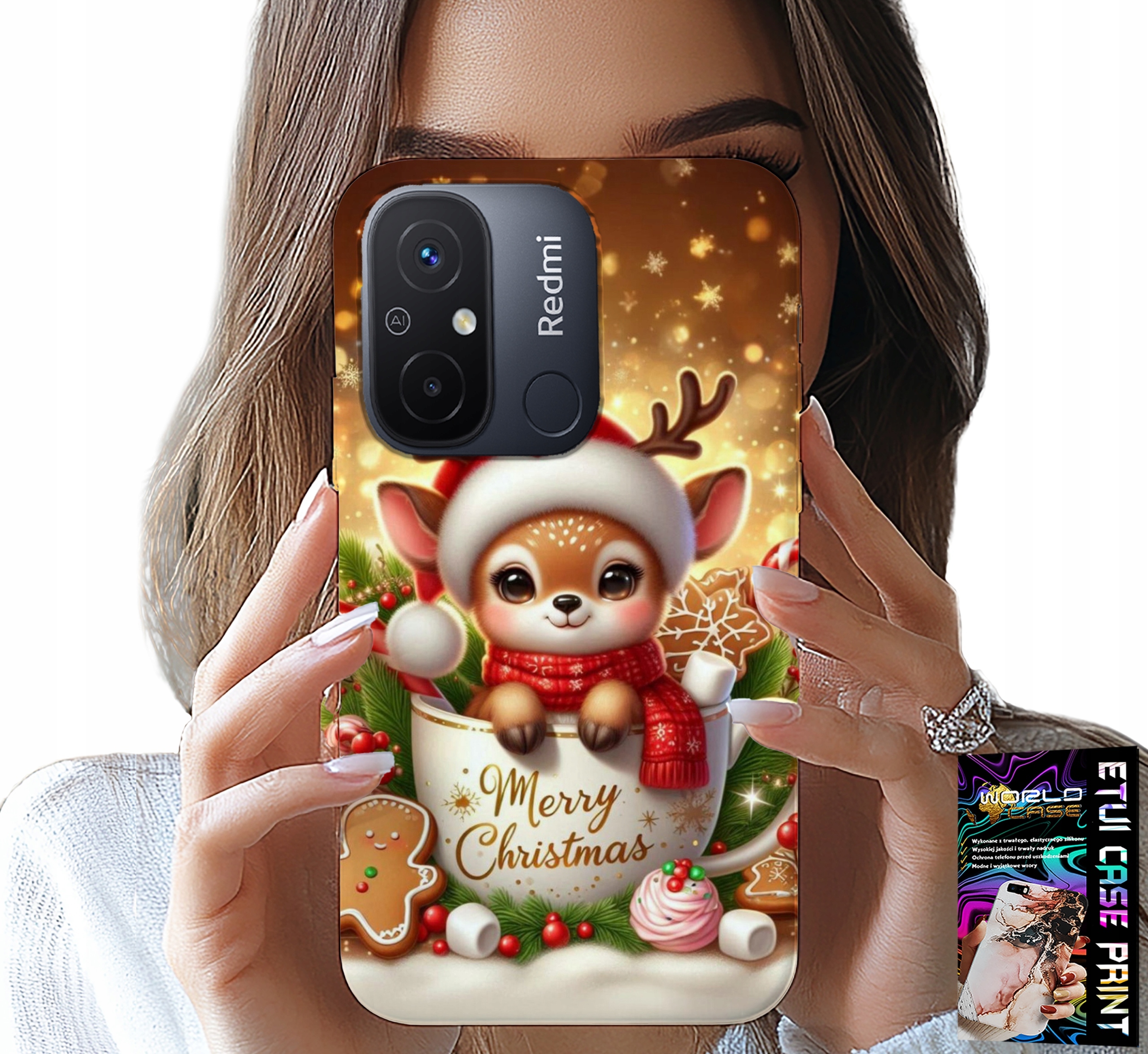 ETUI DO XIAOMI REDMI 12C - RENIFEREK SŁODKI RENIFER ŚWIĄTECZNE WZÓR