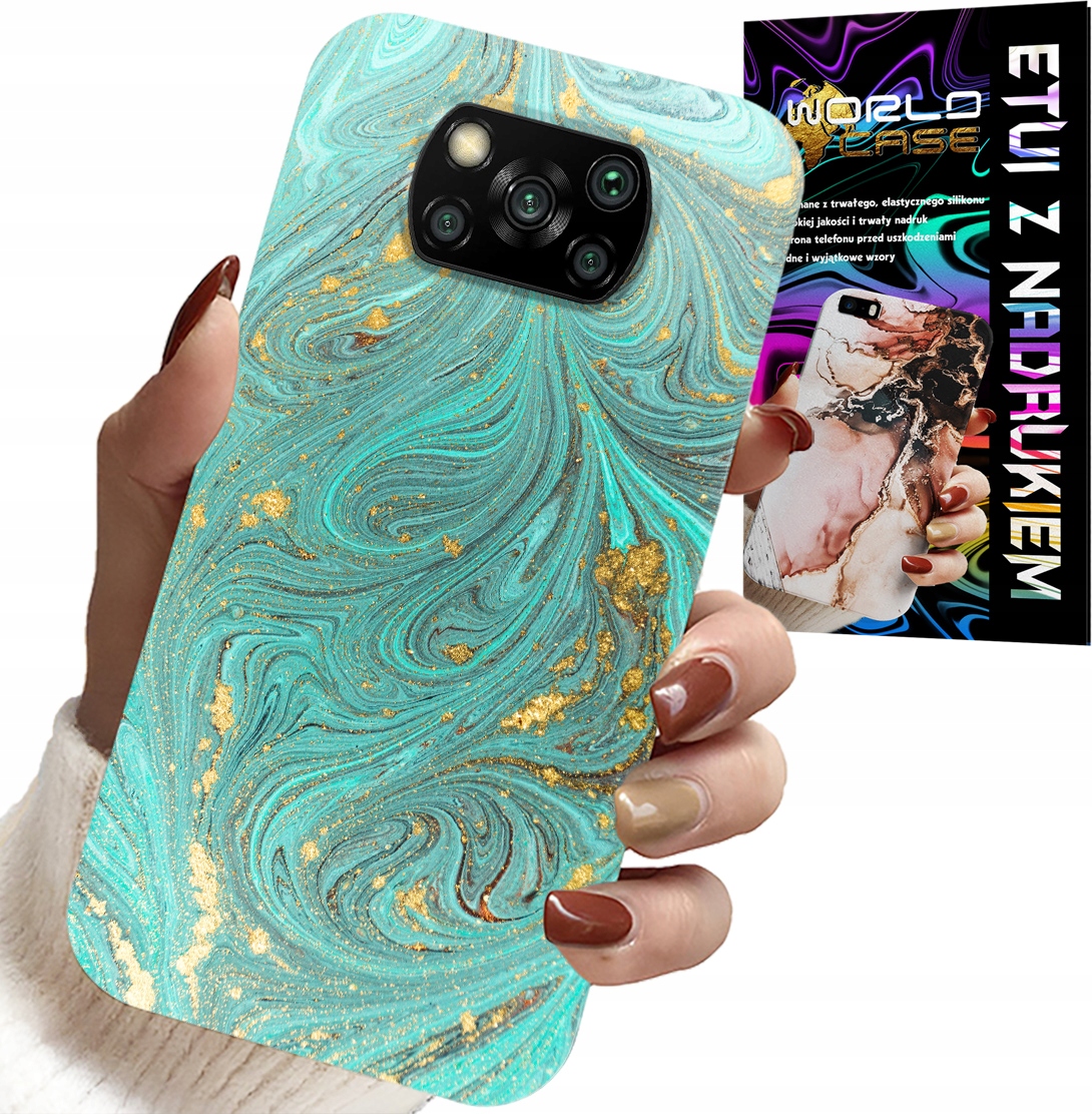ETUI DO XIAOMI POCO X3 - MARMURKOWE WZORY + SZKŁO HARTOWANE