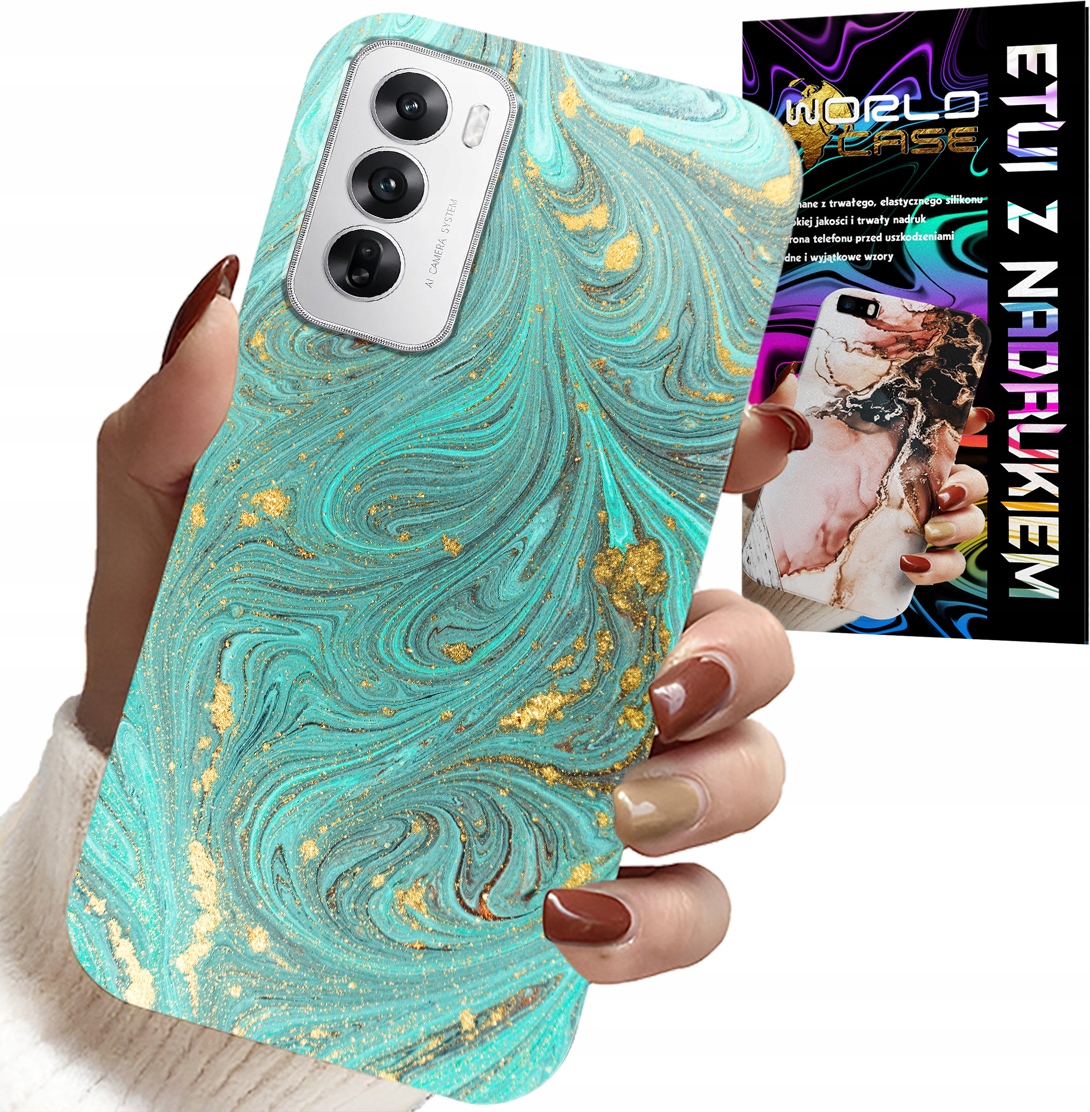 ETUI DO OPPO RENO12 PRO 5G - MARMURKOWE WZORY + FOLIA HYDROŻEL