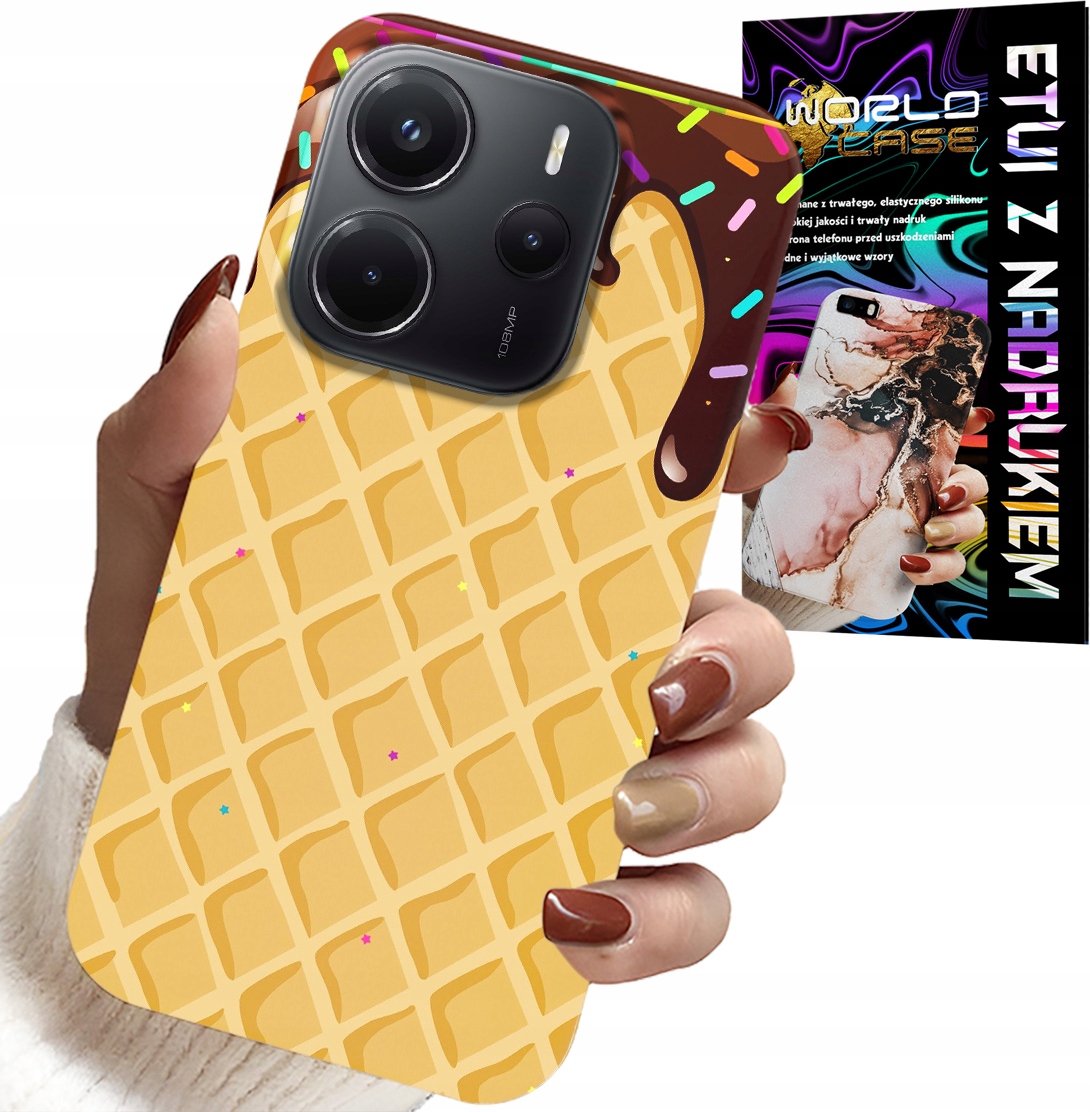 ETUI DO XIAOMI NOTE 14 4G - Z MOTYWEM WAFLA Z POLEWĄ CZEKOLADOWĄ