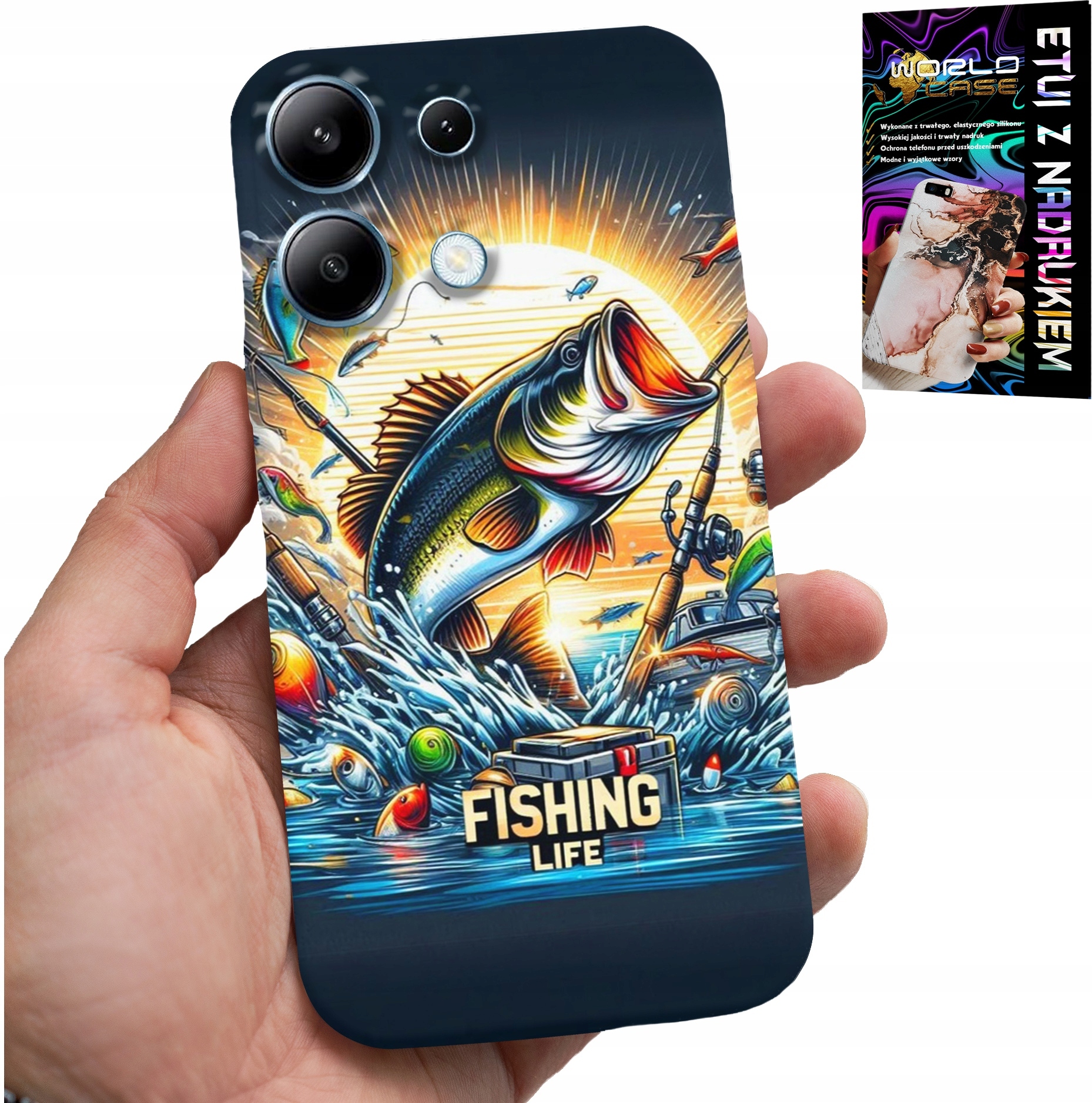 ETUI DO XIAOMI NOTE 14S - WZORY DLA WĘDKARZA, RYBY, DORSZ, ŁOSOŚ