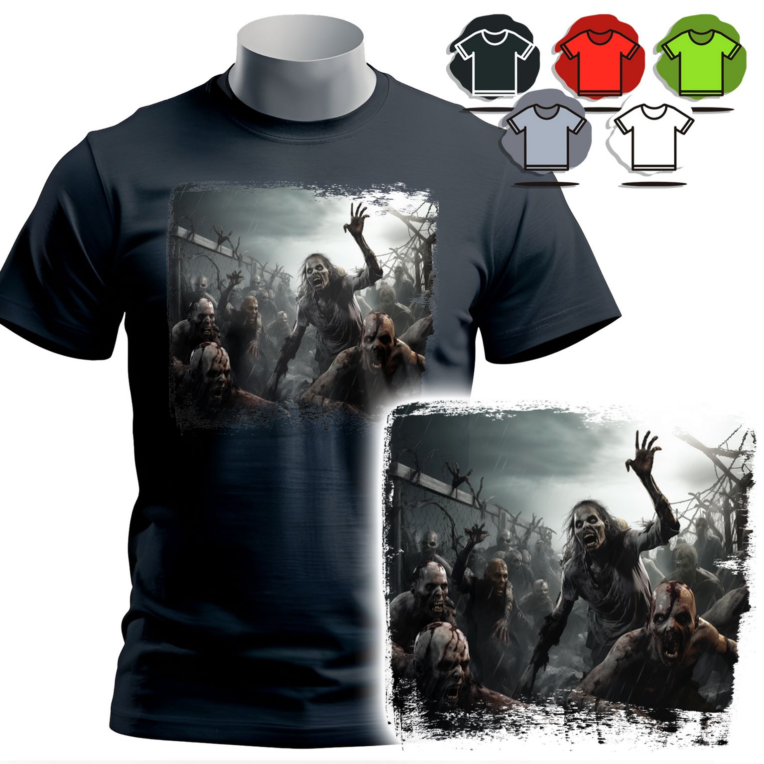 KOSZULKA T-SHIRT MĘSKI WZORY DO WYBORU - ZOMBIE - M