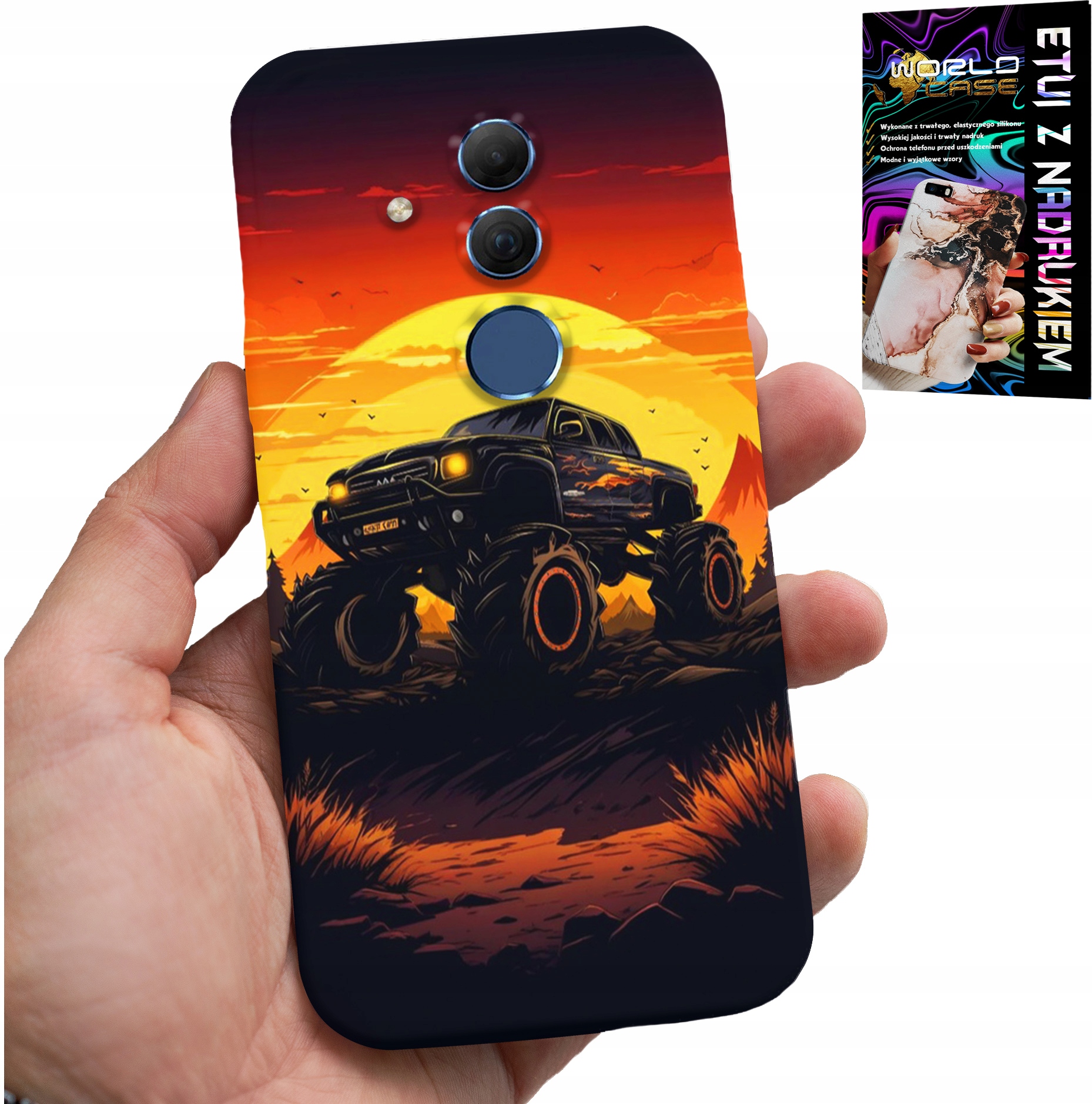 ETUI DO HUAWEI MATE 20 LITE - MONSTERTRUCK, CIĘŻARÓWKA, WZORY + SZKŁO