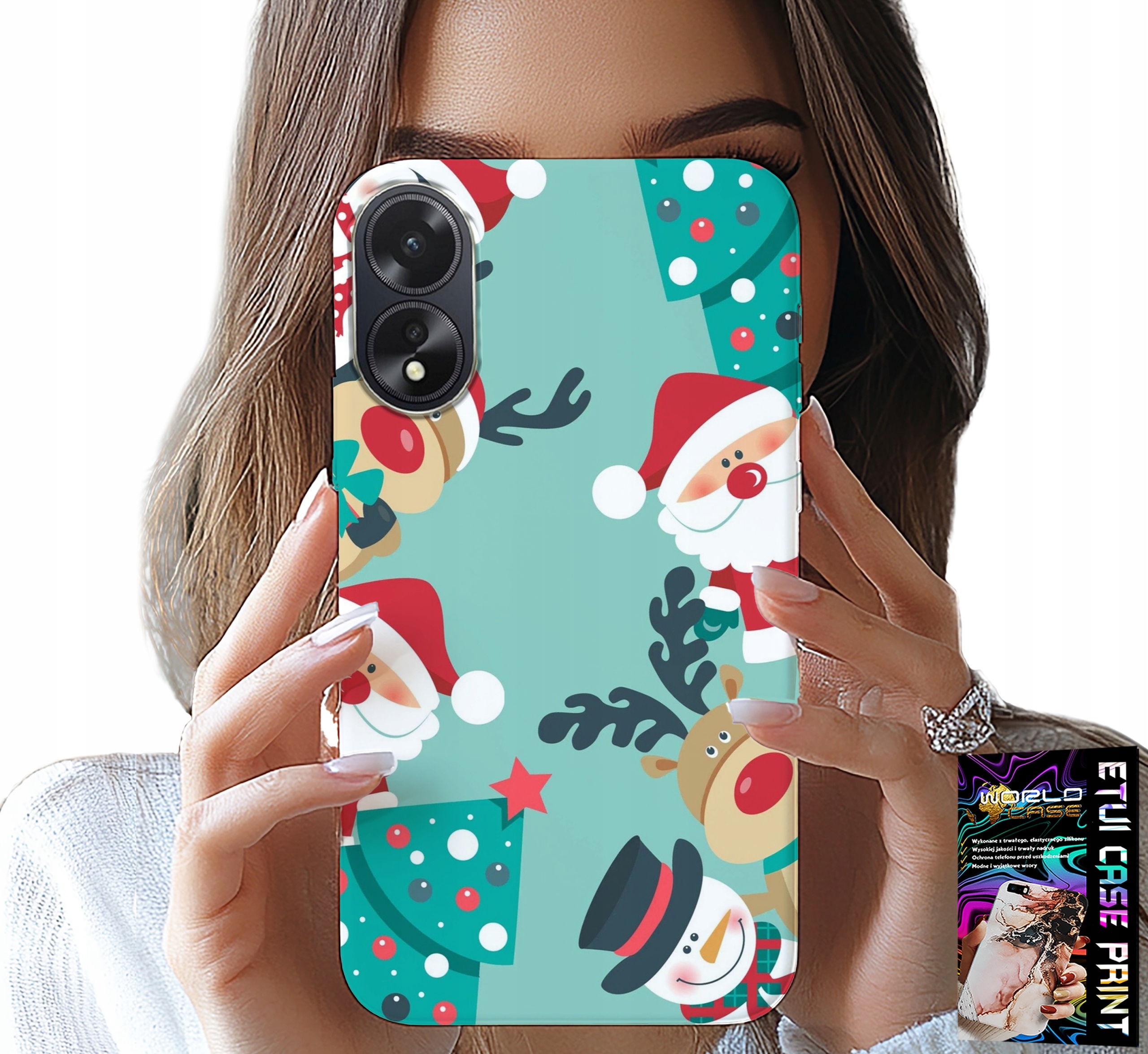 ETUI DO OPPO A78 5G / A58 5G - MIKOŁAJ, RENIFER BAŁWAN ŚWIĄTECZNE WZORY