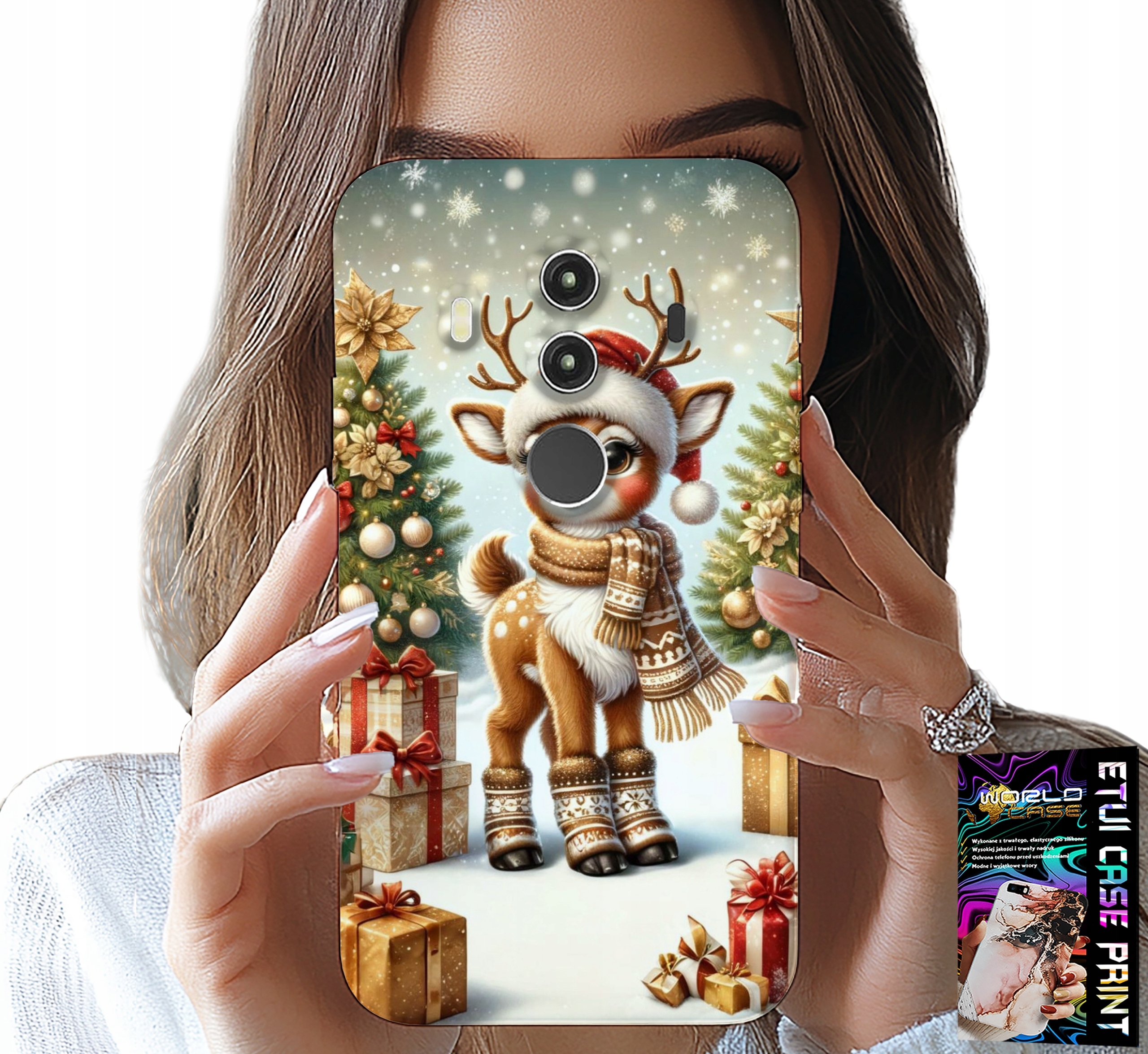 ETUI DO HUAWEI MATE 10 PRO - RENIFER, WZORY BOŻONARODZENIOWE + FOLIA