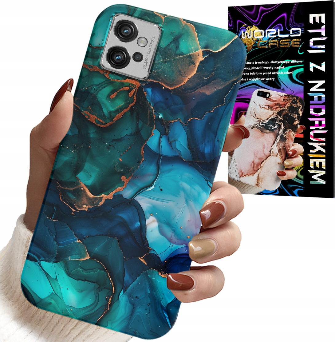ETUI DO MOTOROLA G32 - NIEBIESKO ZIELONY MARMUREK PLECKI WZORY