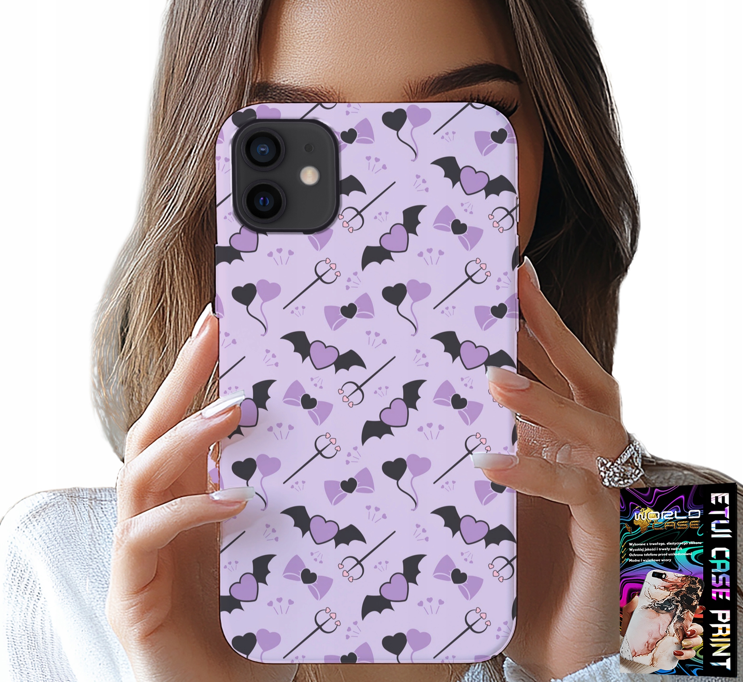 ETUI DO IPHONE 12 MINI - MODNE WZORY WIDŁY SERCA KOKARDKI KOKARDA