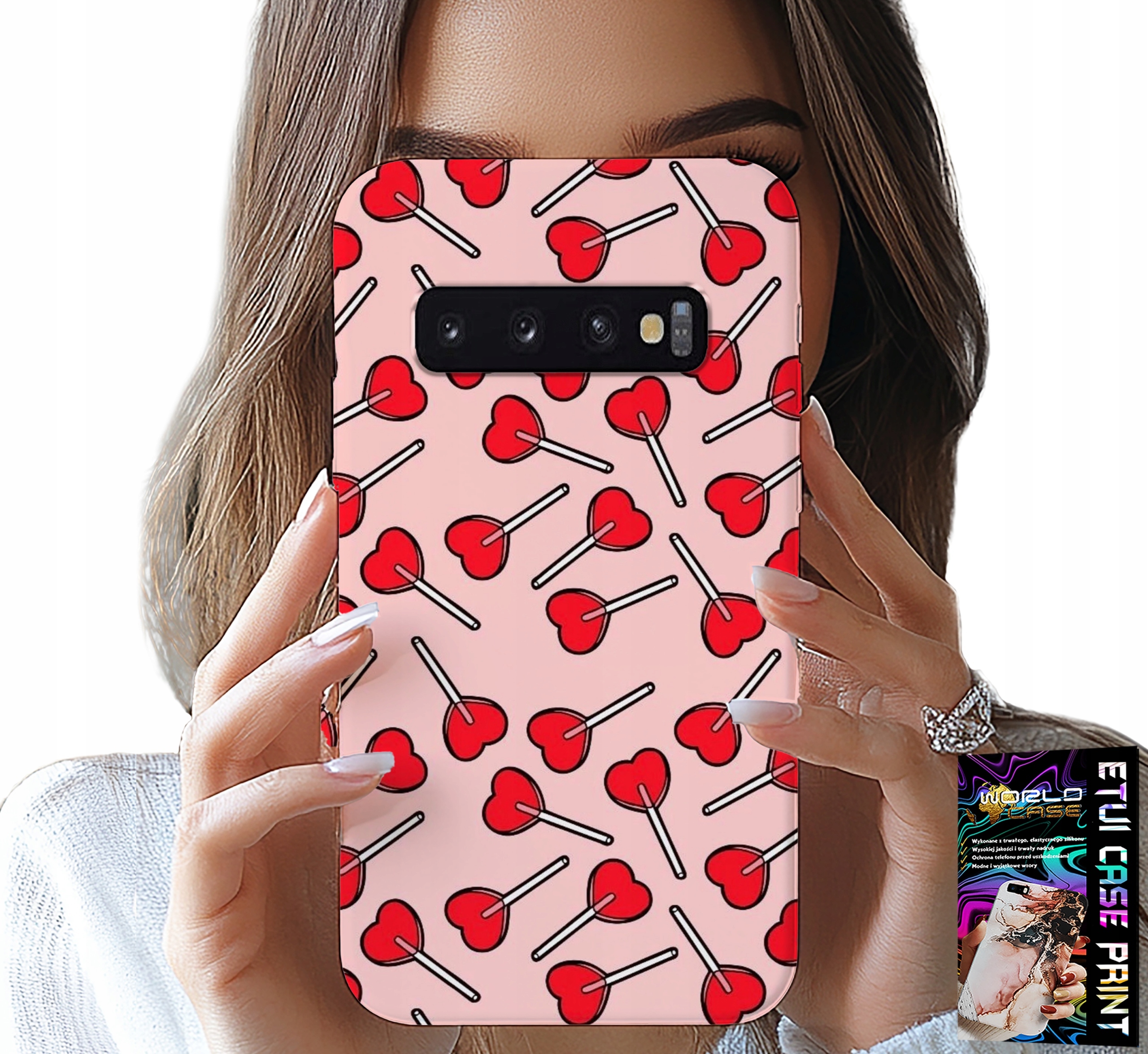 ETUI DO SAMSUNG GALAXY S10 - KOBIECE, MODNE WZORY LIZAKI W SERCA CASE