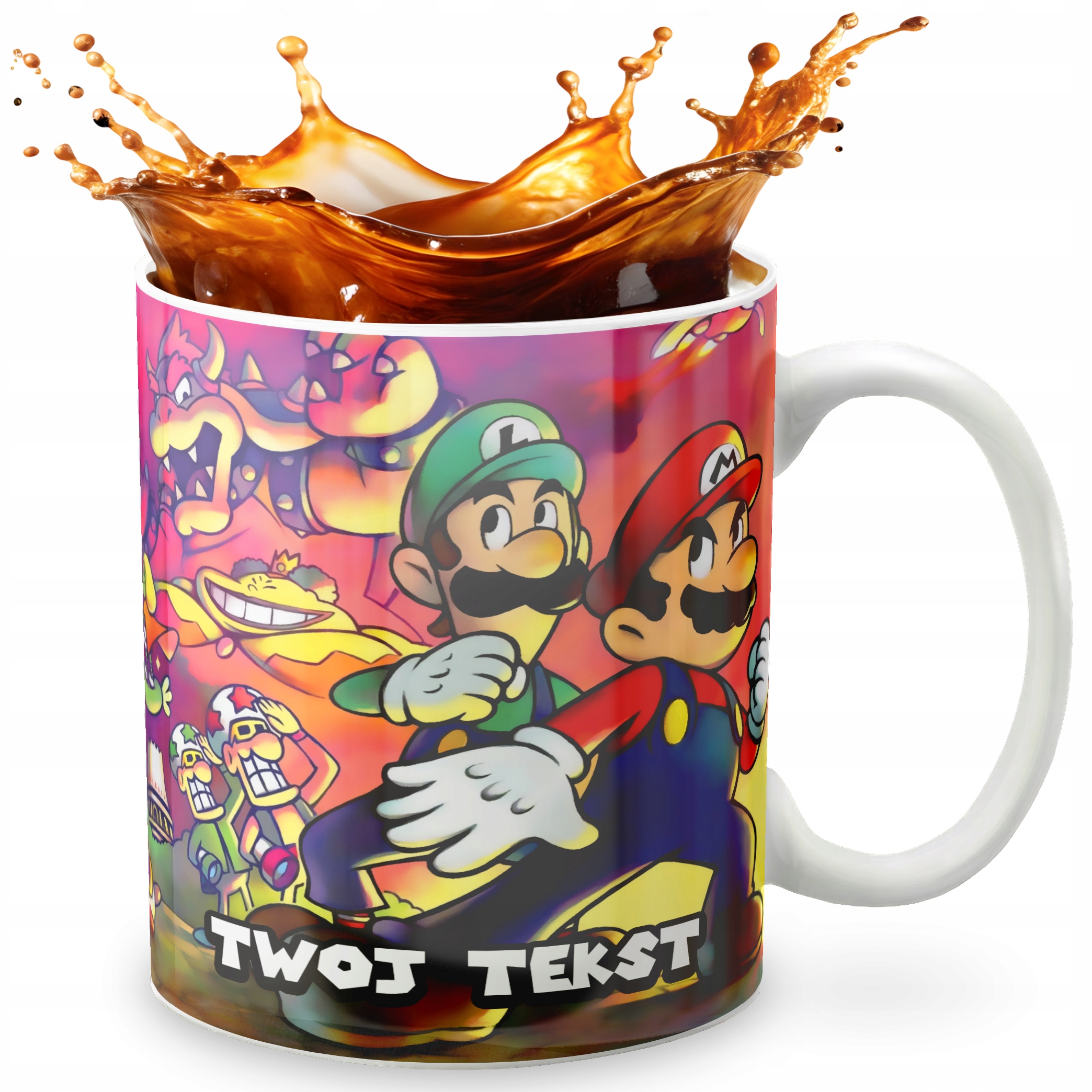 KUBEK 330ml GRAFIKA PREZENT ŚWIĘTA WZÓR - GRA SUPER MARIO + IMIĘ