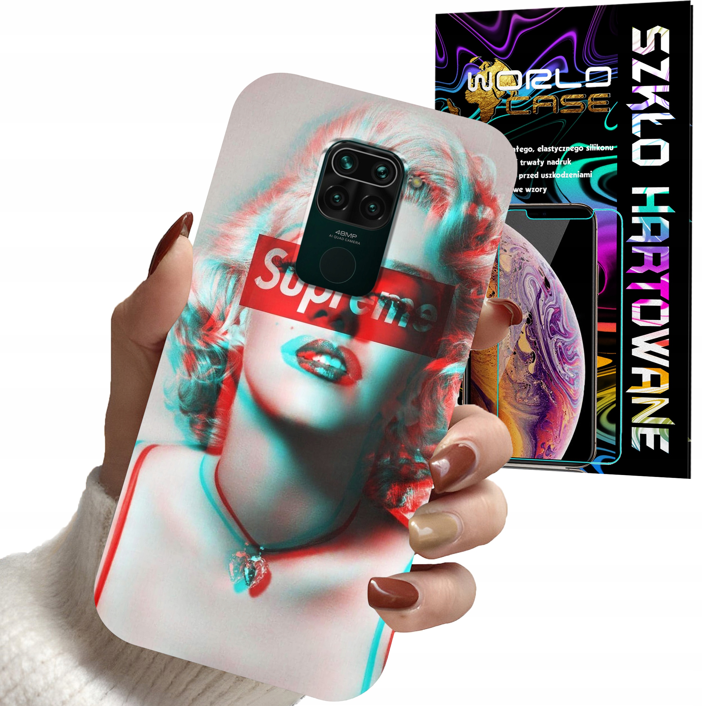 ETUI DO XIAOMI NOTE 9 PRO - Monroe MODNE KOBIECE WZORY + SZKŁO