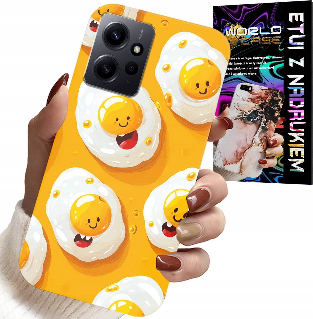 ETUI DO XIAOMI NOTE 12 4G - SŁODKIE UŚMIECHNIĘTE JAJKA CASE + FOLIA