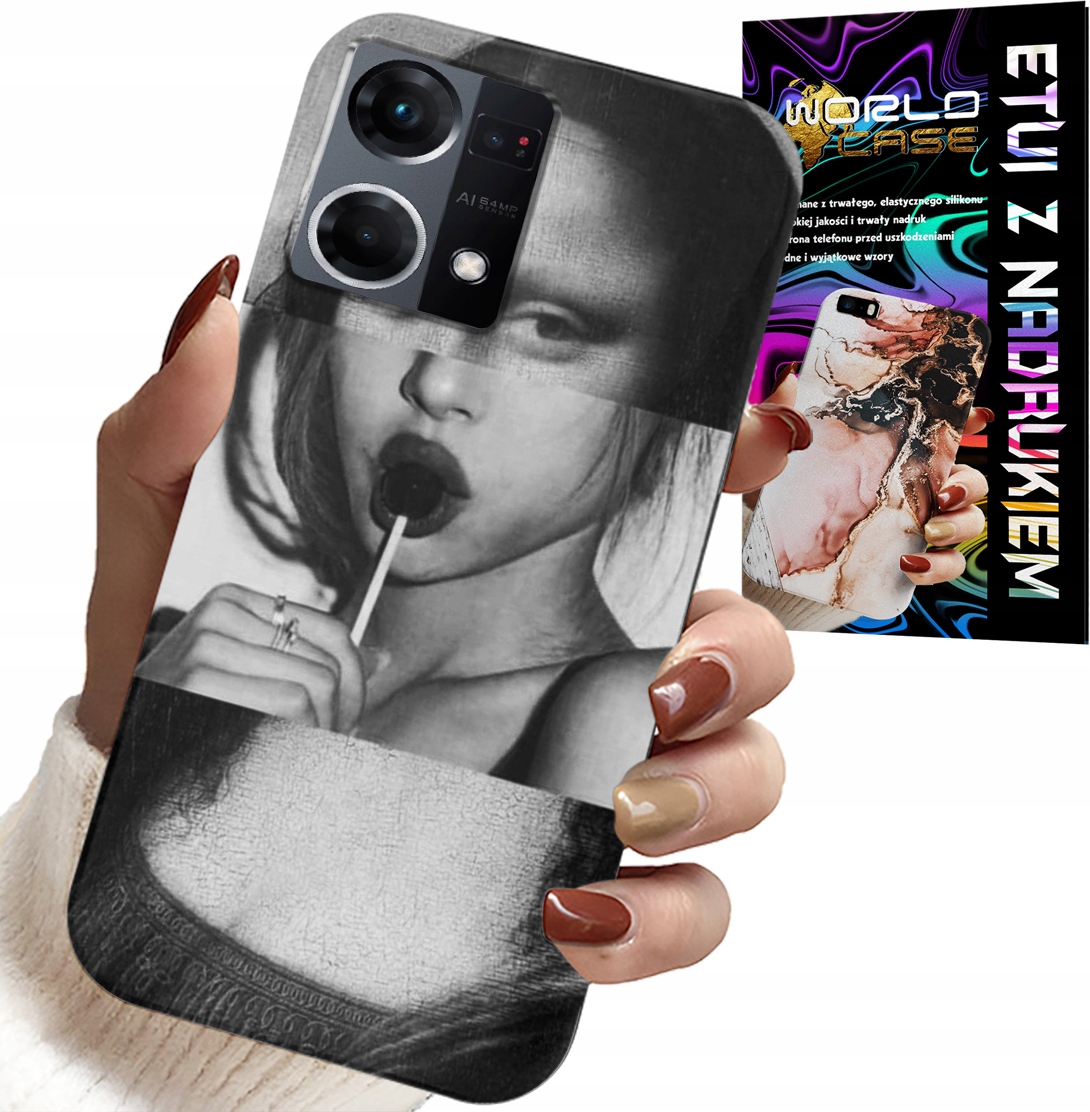 ETUI DO OPPO RENO7 4G - MONA LISA Z LIZAKIEM MODNE WZORY CASE