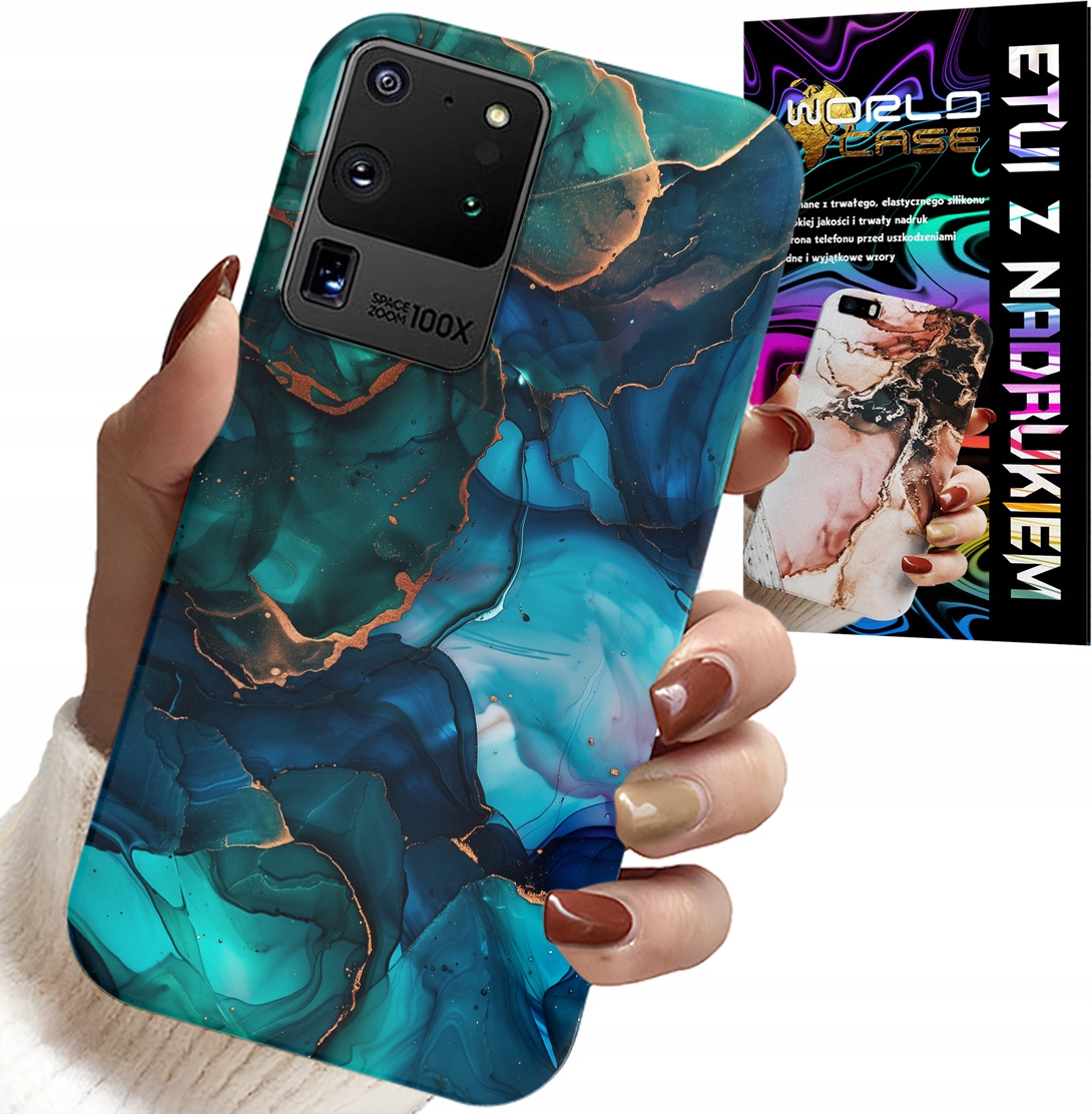 ETUI DO SAMSUNG GALAXY S20 Ultra - NIEBIESKO ZIELONY MARMUREK PLECKI WZORY