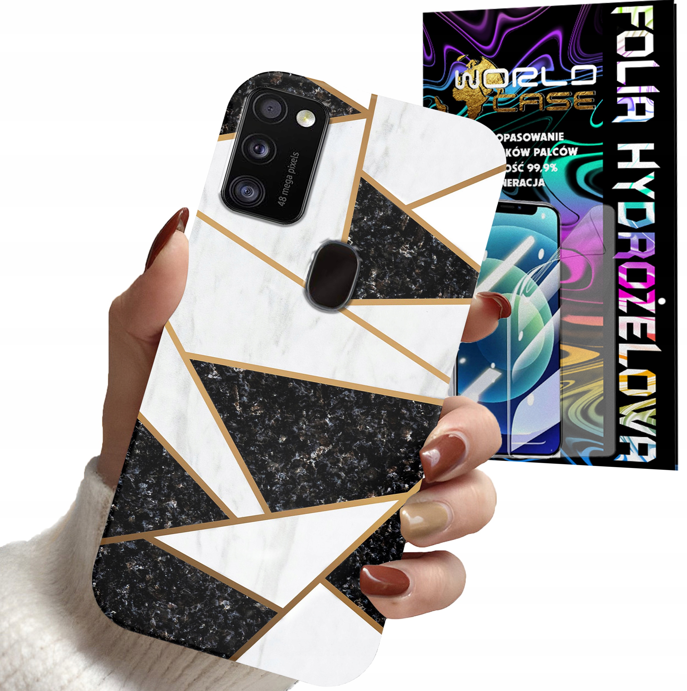 ETUI CASE DO SAMSUNG M13 4G - MARMUREK GEOMETRIA WZORY DLA KOBIET + FOLIA