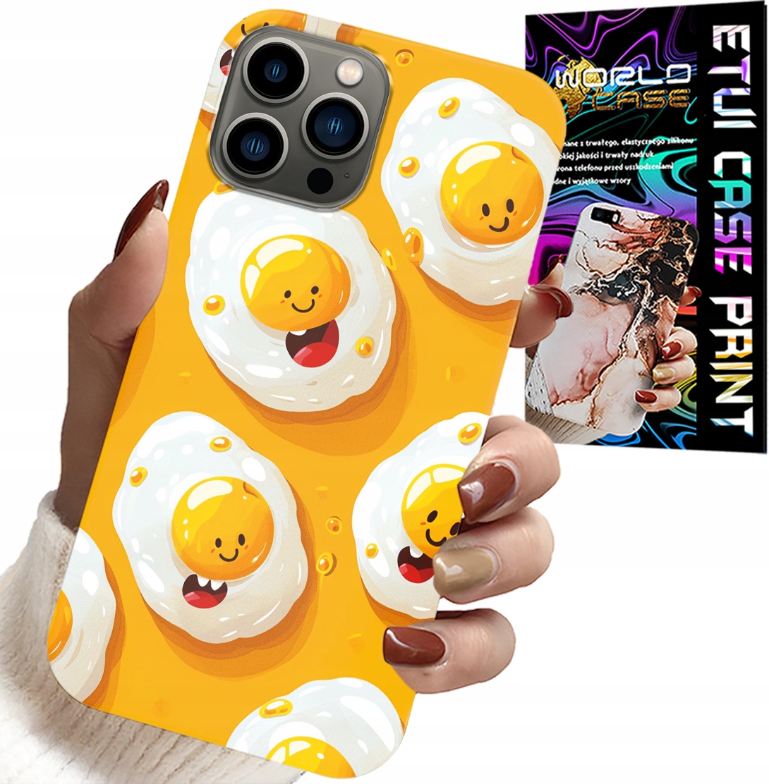 ETUI DO IPHONE 13 PRO MAX - SŁODKIE UŚMIECHNIĘTE JAJKA CASE + FOLIA