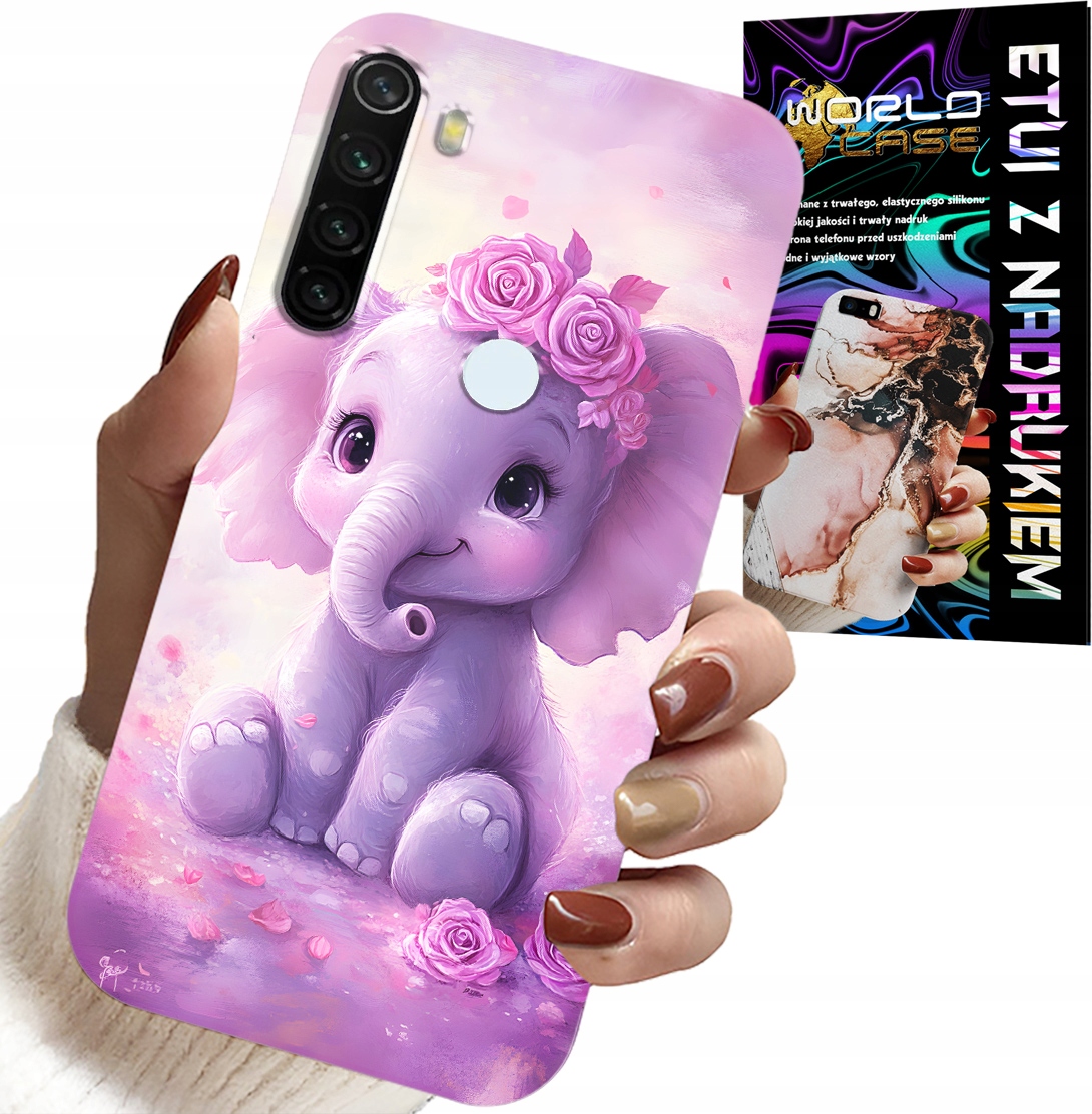 ETUI DO XIAOMI NOTE 8T - SŁODKI SŁONIK NA RÓŻOWYM TLE CASE +FOLIA