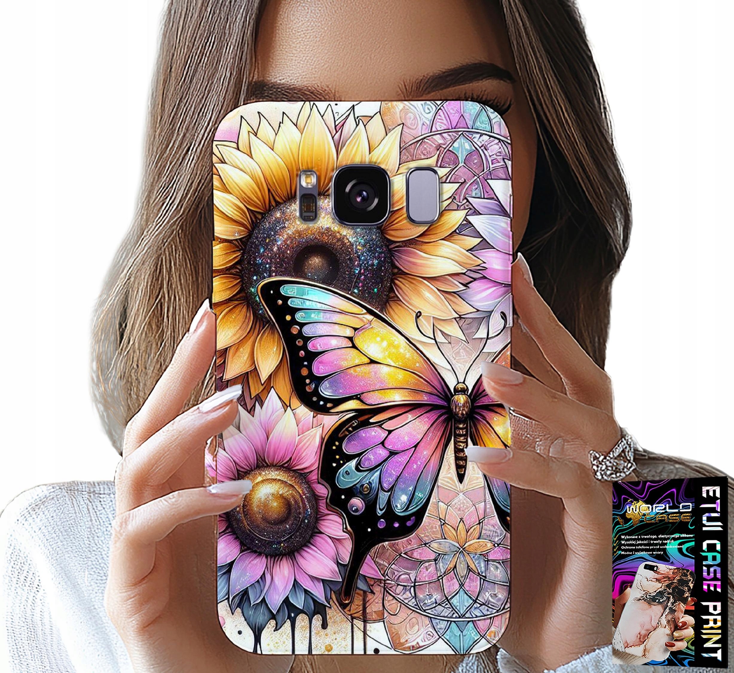 ETUI DO SAMSUNG GALAXY S8 - SŁONECZNIK Z MOTYLKIEM, OBUDOWA + FOLIA