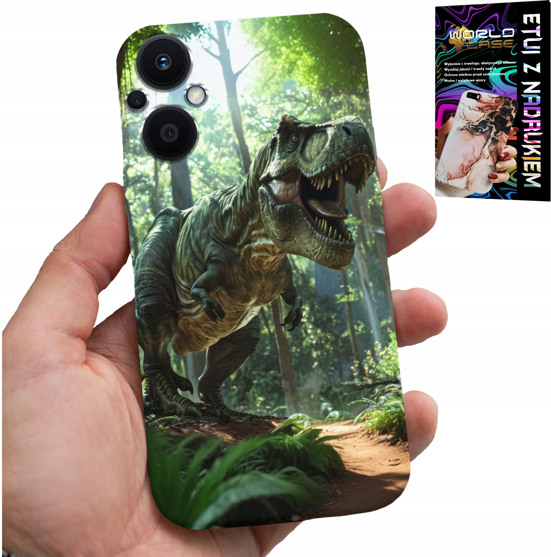 ETUI DO OPPO RENO8 LITE 5G - DINO DINOZAUR TYRANOZAUR CASE + SZKŁO