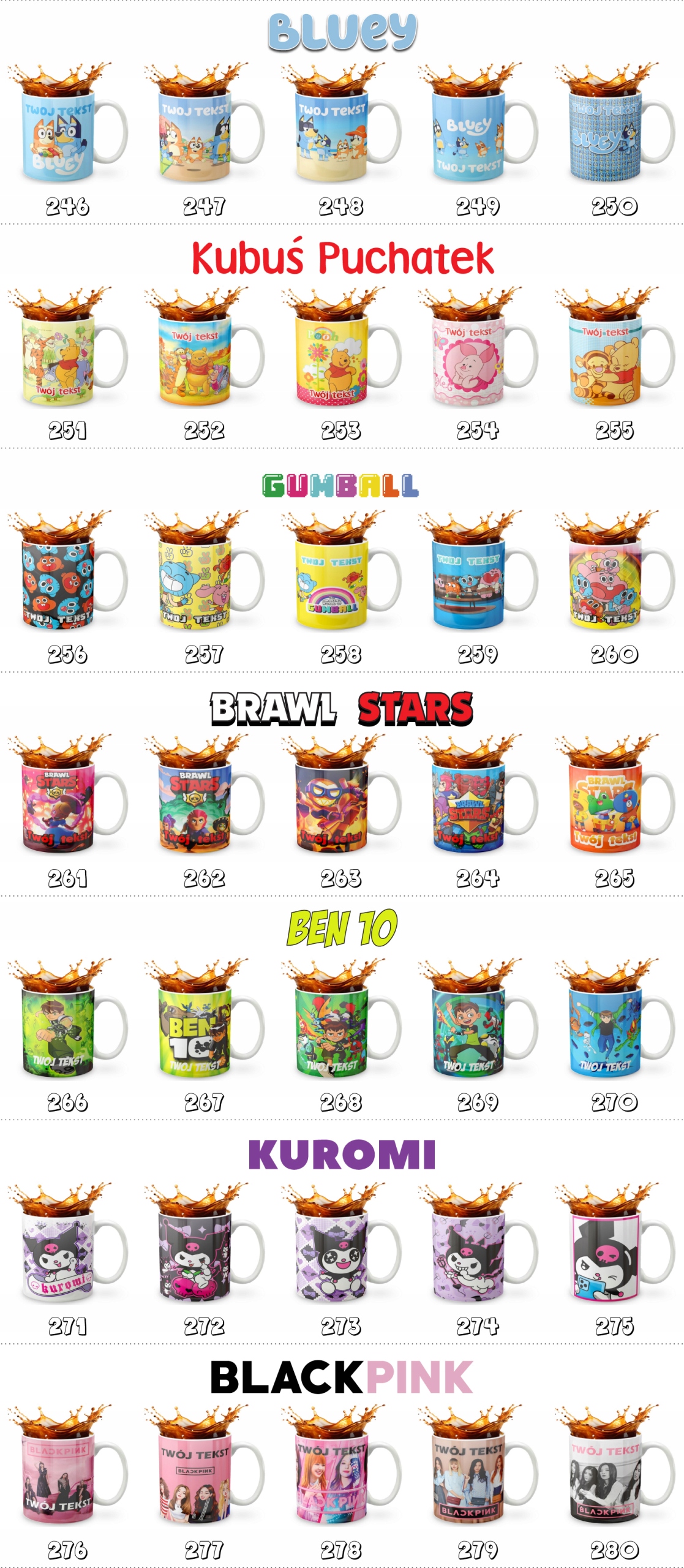 KUBEK 330ml GRAFIKA PREZENT ŚWIĘTA WZÓR FILM STAR KSIĘŻNICZKA IMIĘ