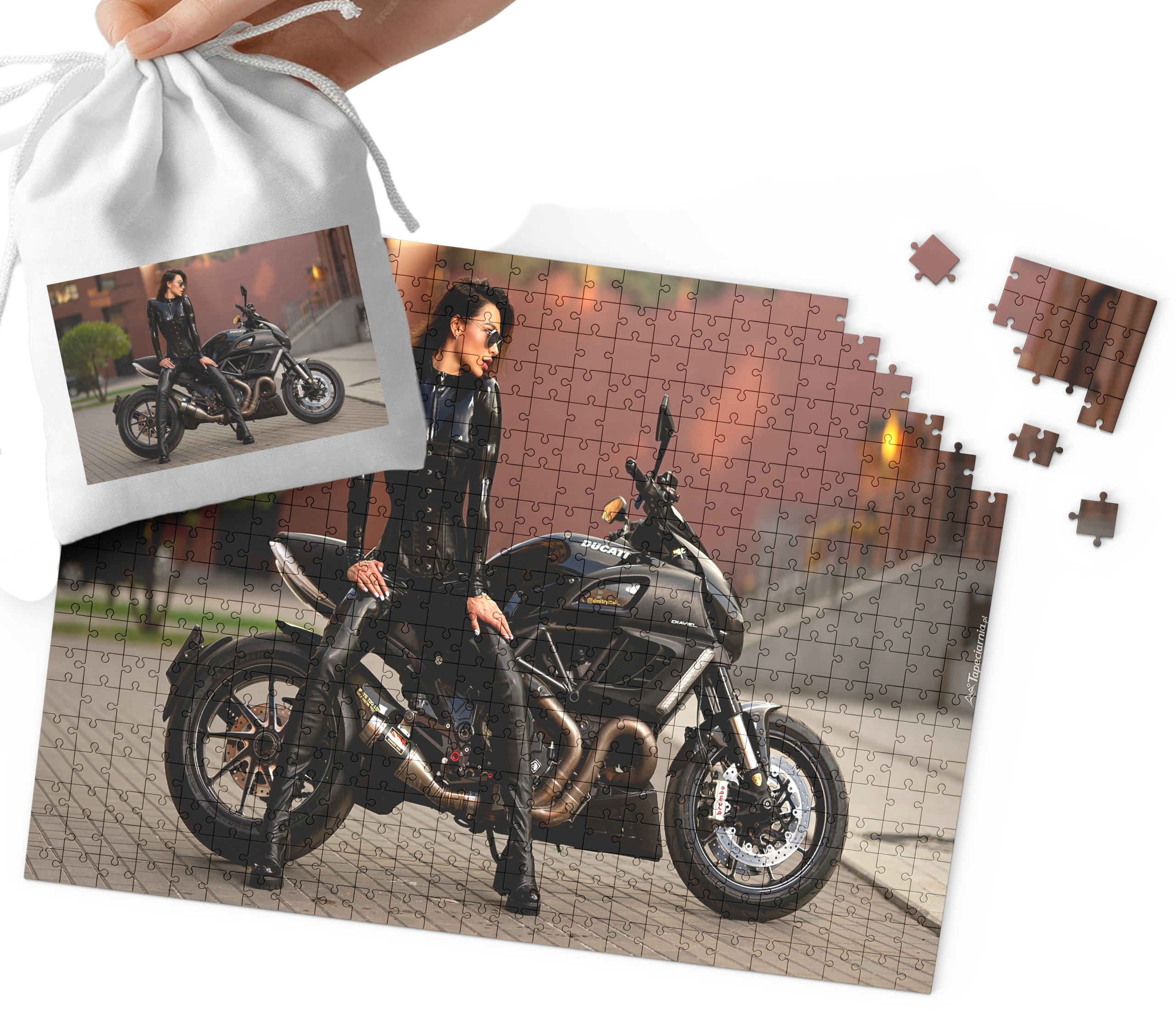 PUZZLE TRADYCYJNE - MOTOR MOTOCYKL MEGA WZORY PREZENT 24el + WORECZEK