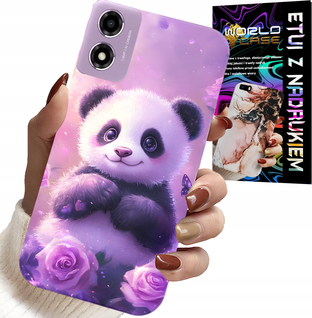 ETUI DO MOTOROLA MOTO E14 - SŁODKA PANDA WZORY DLA DZIECI + SZKŁO