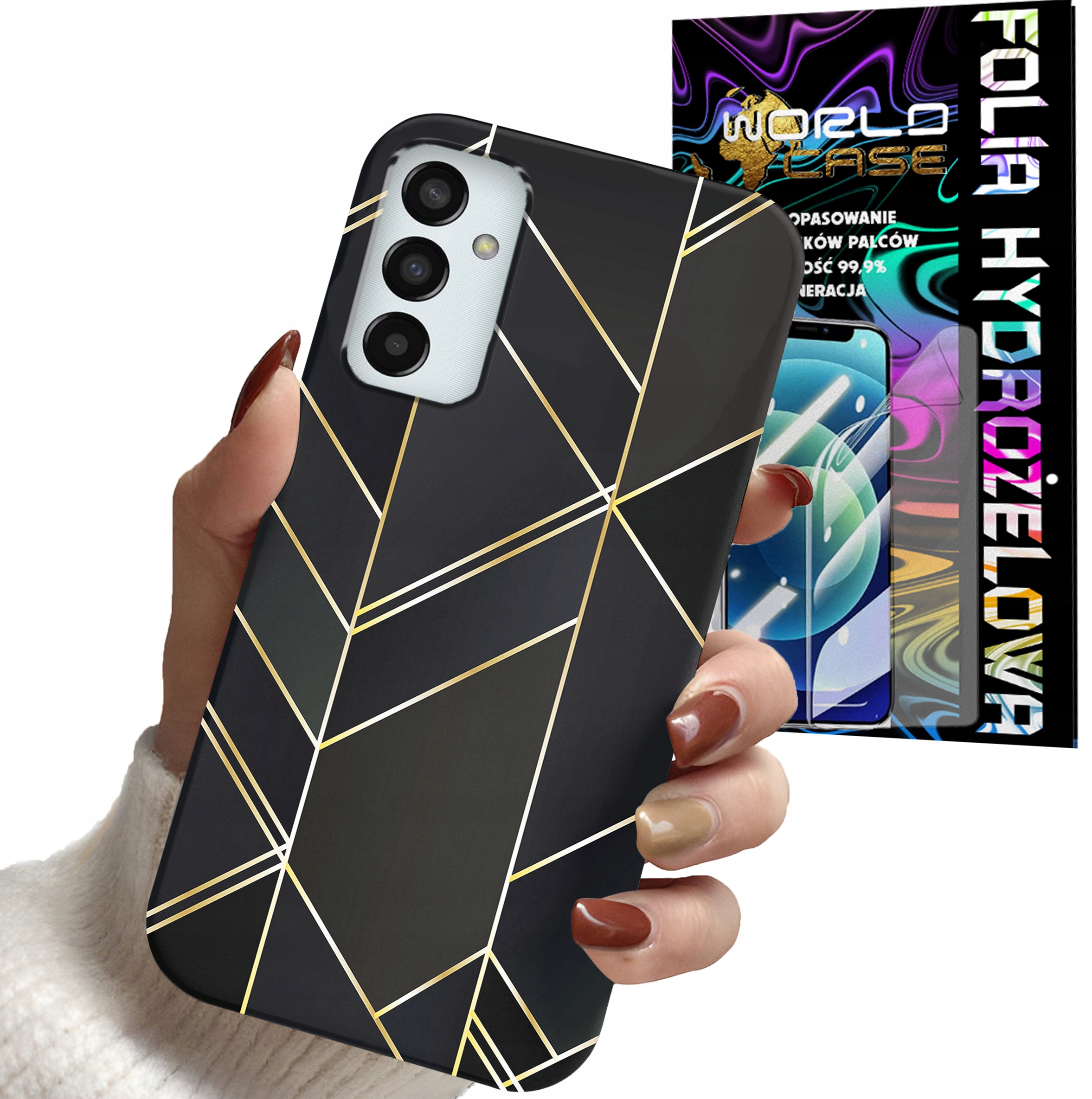 ETUI CASE DO SAMSUNG M23 5G - MARMUREK GEOMETRYCZNE WZORY DLA KOBIE + FOLIA
