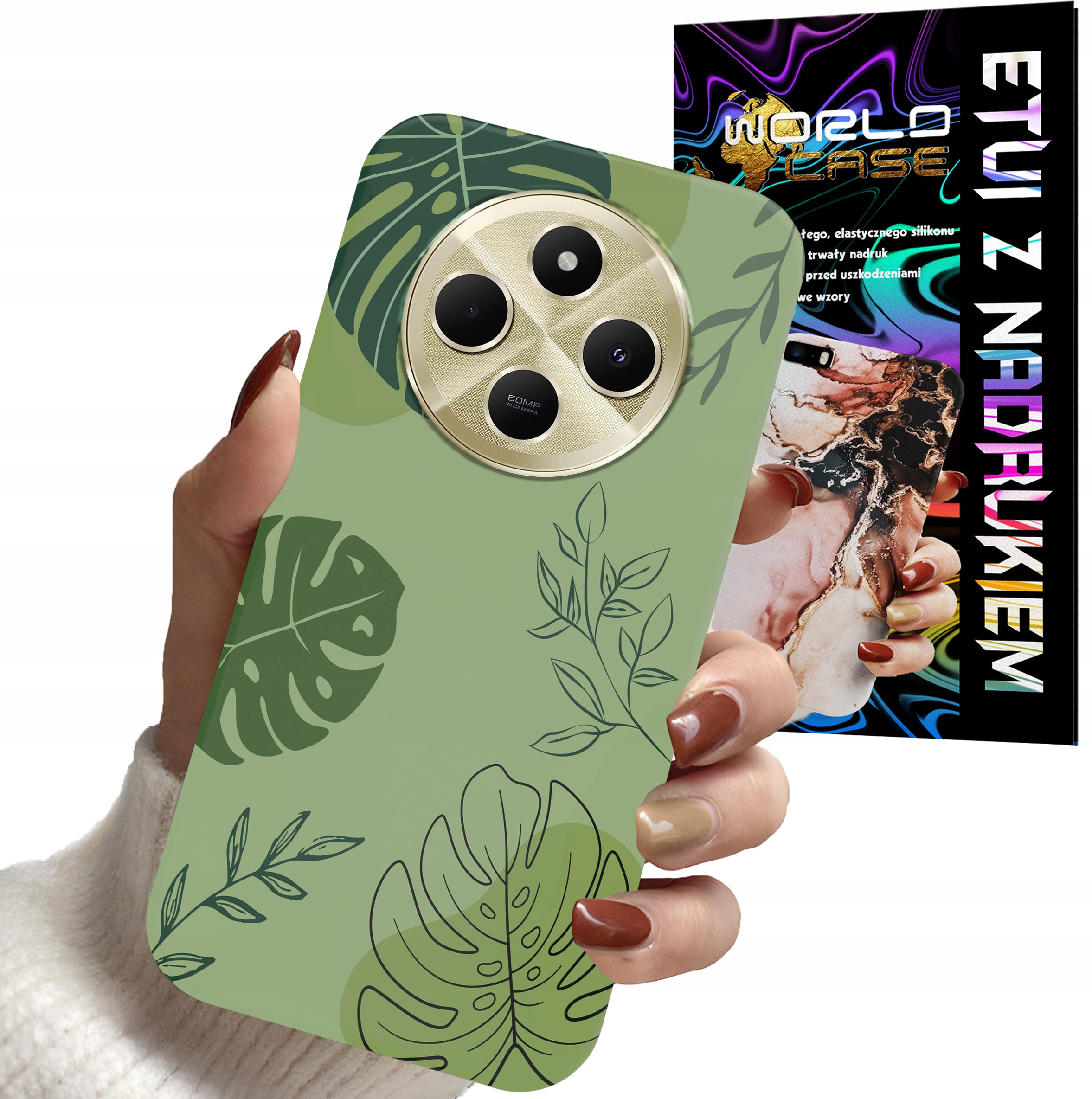 ETUI CASE DO XIAOMI REDMI 14C 4G - LIŚCIE WZORY DLA KOBIET KWIATY RÓŻE