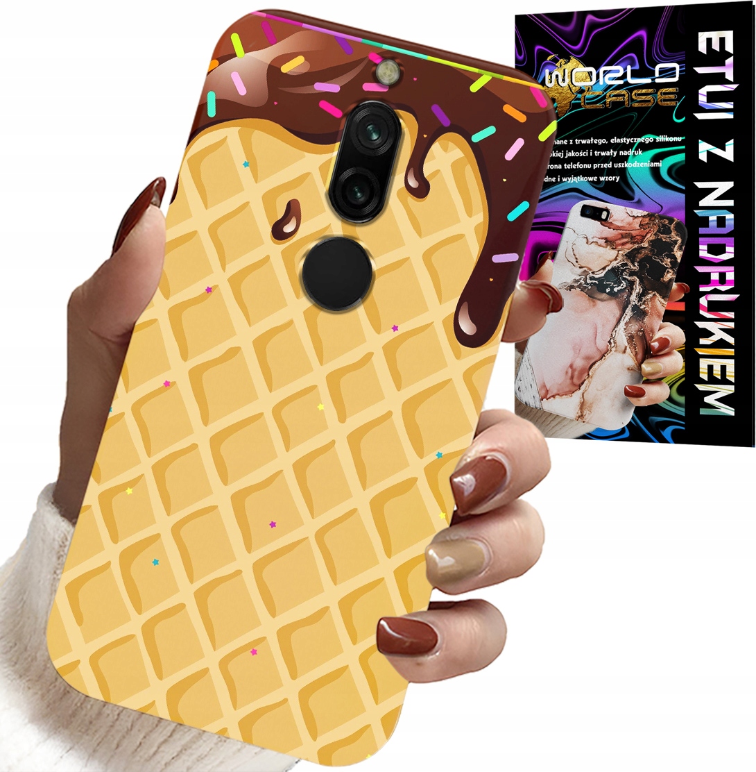 ETUI DO XIAOMI REDMI 8 - Z MOTYWEM WAFLA Z POLEWĄ CZEKOLADOWĄ