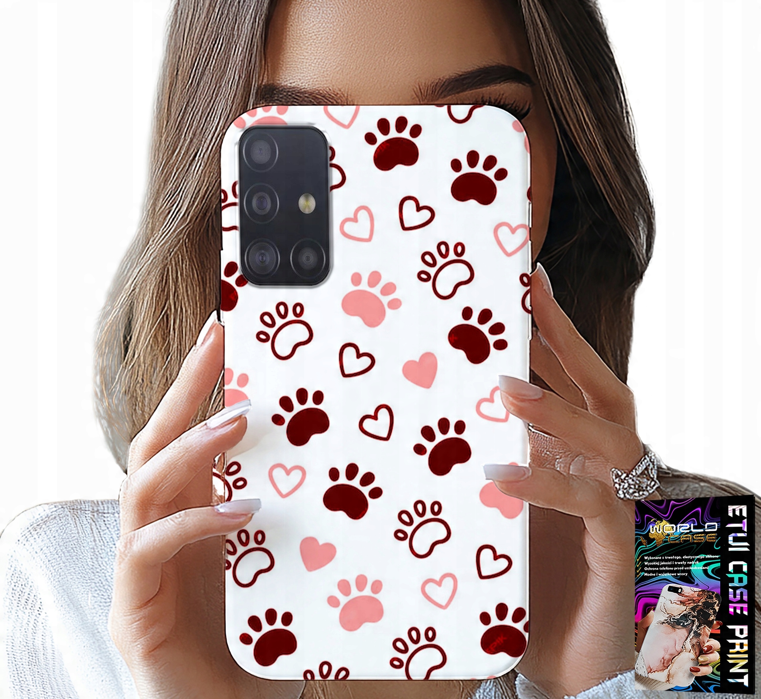 ETUI DO SAMSUNG GALAXY A71 - PSIE ŁAPKI NA BIAŁYM TLE, PIES, KOT, MIŚ