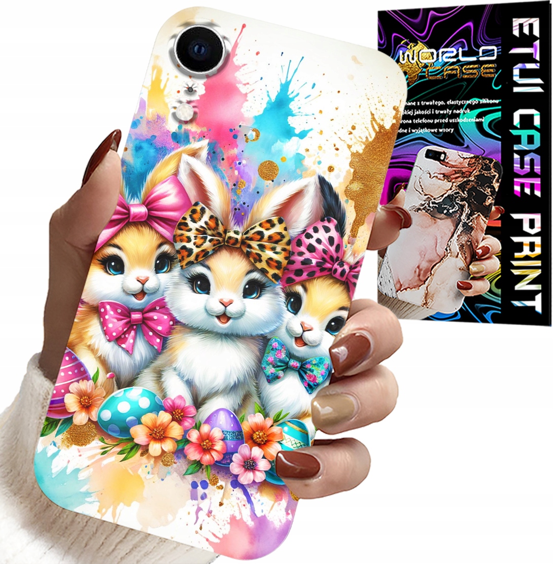 ETUI DO IPHONE XR - KRÓLICZKI, ŚWIĄTECZNE, KRÓLIK, WIELKANOC