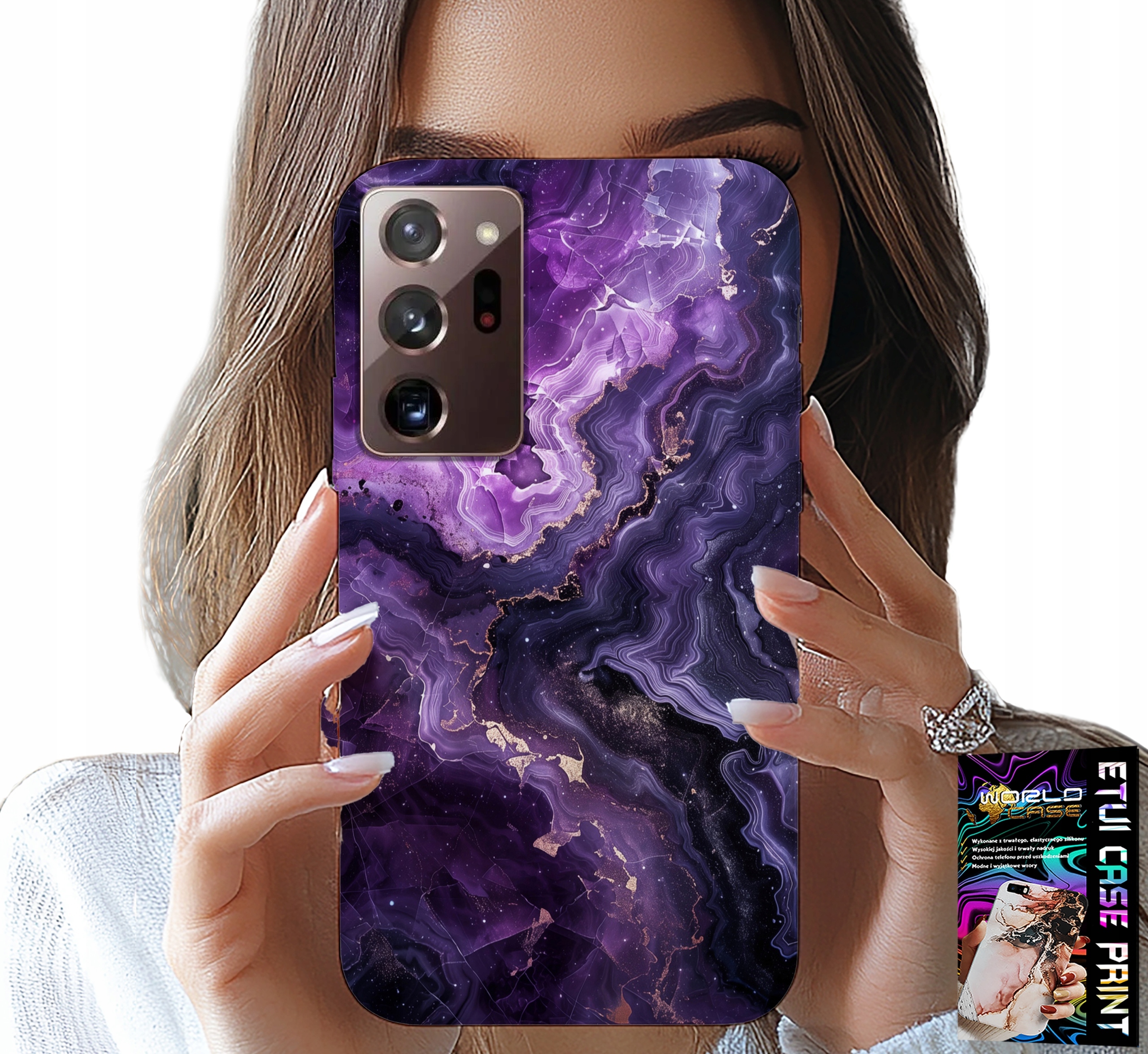 ETUI DO SAMSUNG NOTE 20 ULTRA - FIOLETOWY MARMUREK MODNE KOBIECE + FOLIA