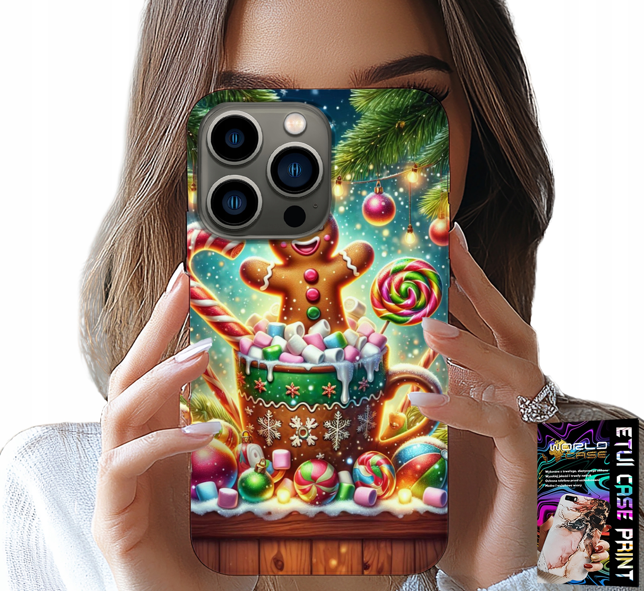 ETUI DO IPHONE 14 PRO - PIERNIK PIERNIKI ŚWIĄTECZNE WZORY +SZKŁO