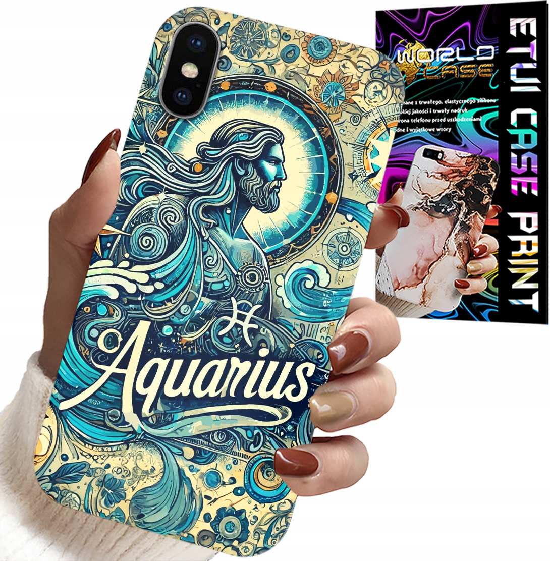 ETUI DO IPHONE XS MAX - ZNAK ZODIAKU, WODNIK, ASTRONOMIA PLECKI