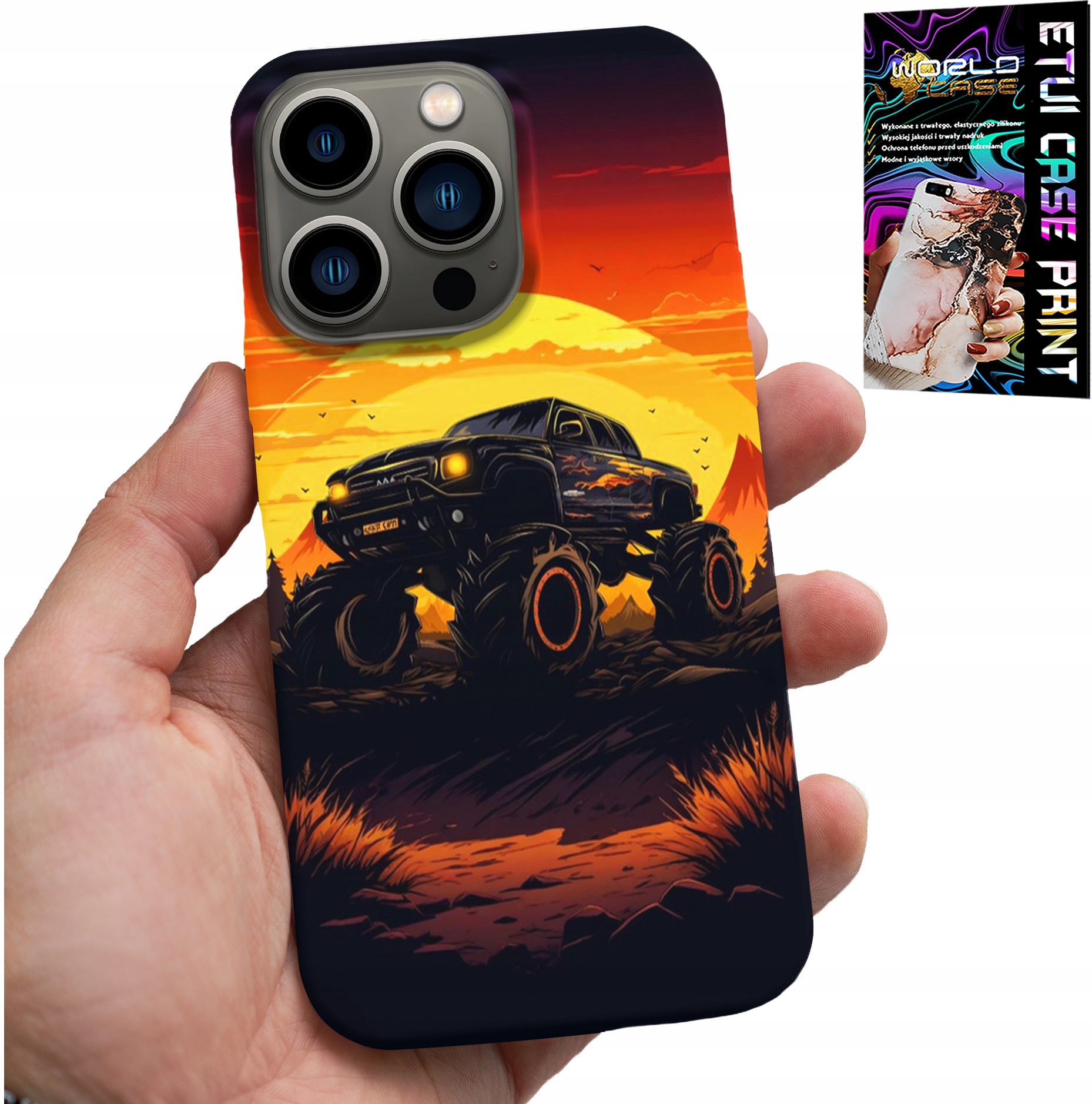 ETUI DO IPHONE 15 PRO - MONSTERTRUCK, CIĘŻARÓWKA, WZORY + SZKŁO