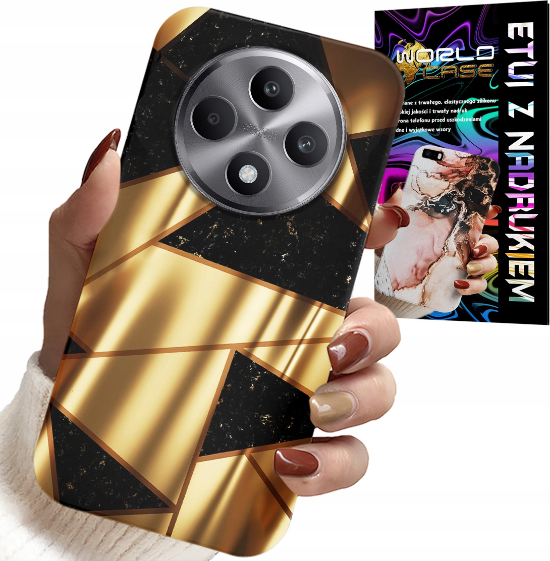 ETUI DO OPPO RENO12 F / 12FS 5G - ZŁOTE ELEGANCKIE WZORY + FOLIA HYDRO