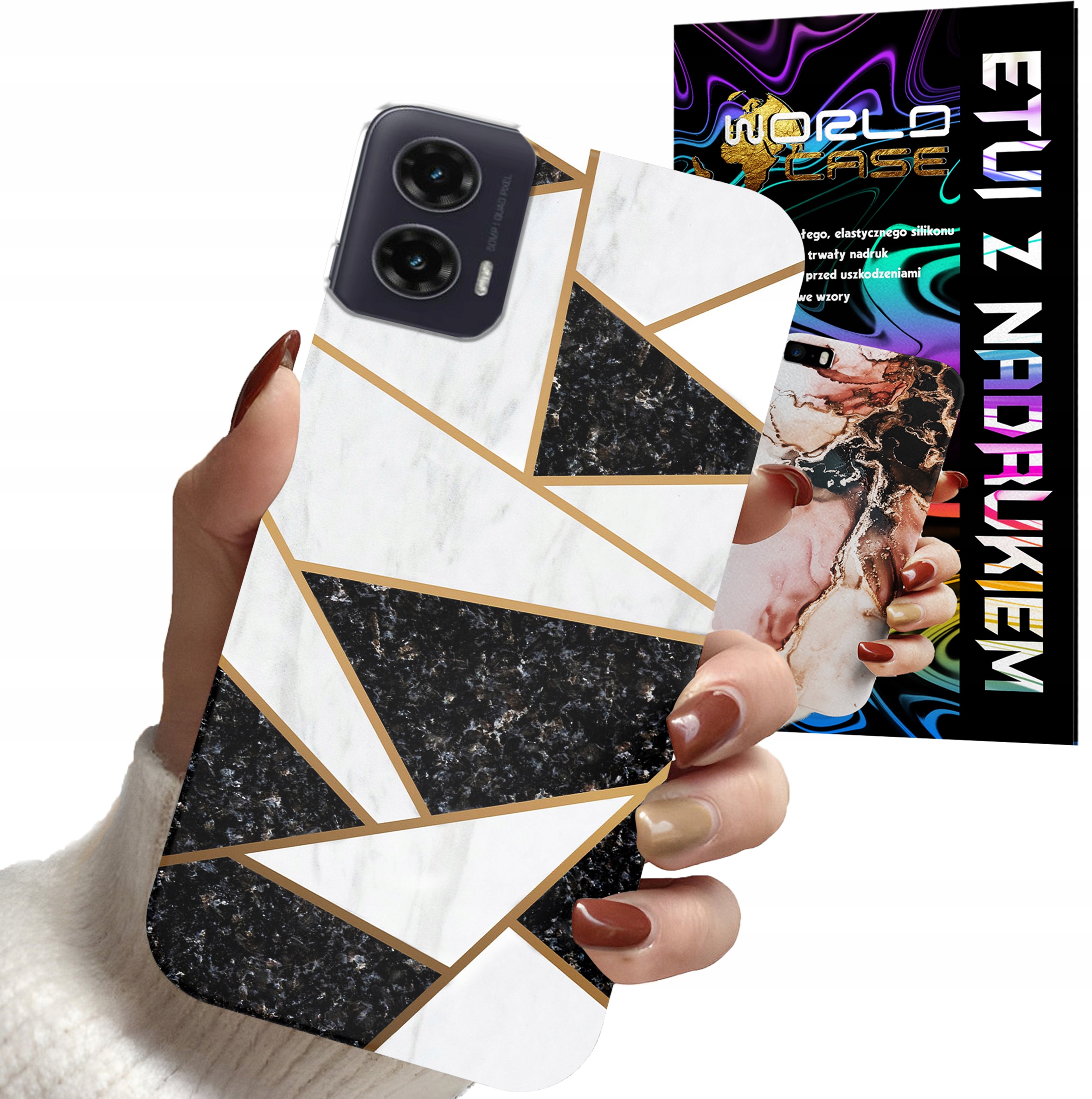 ETUI CASE DO MOTOROLA MOTO G35 - MARMUREK GEOMETRIA WZORY DLA KOBIET