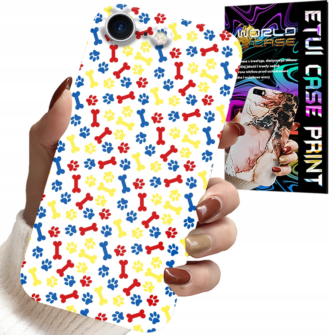 ETUI DO IPHONE 7 / 8 / SE2 - ŁAPKI KOŚCI PIES PATROL BAJKI + SZKŁO