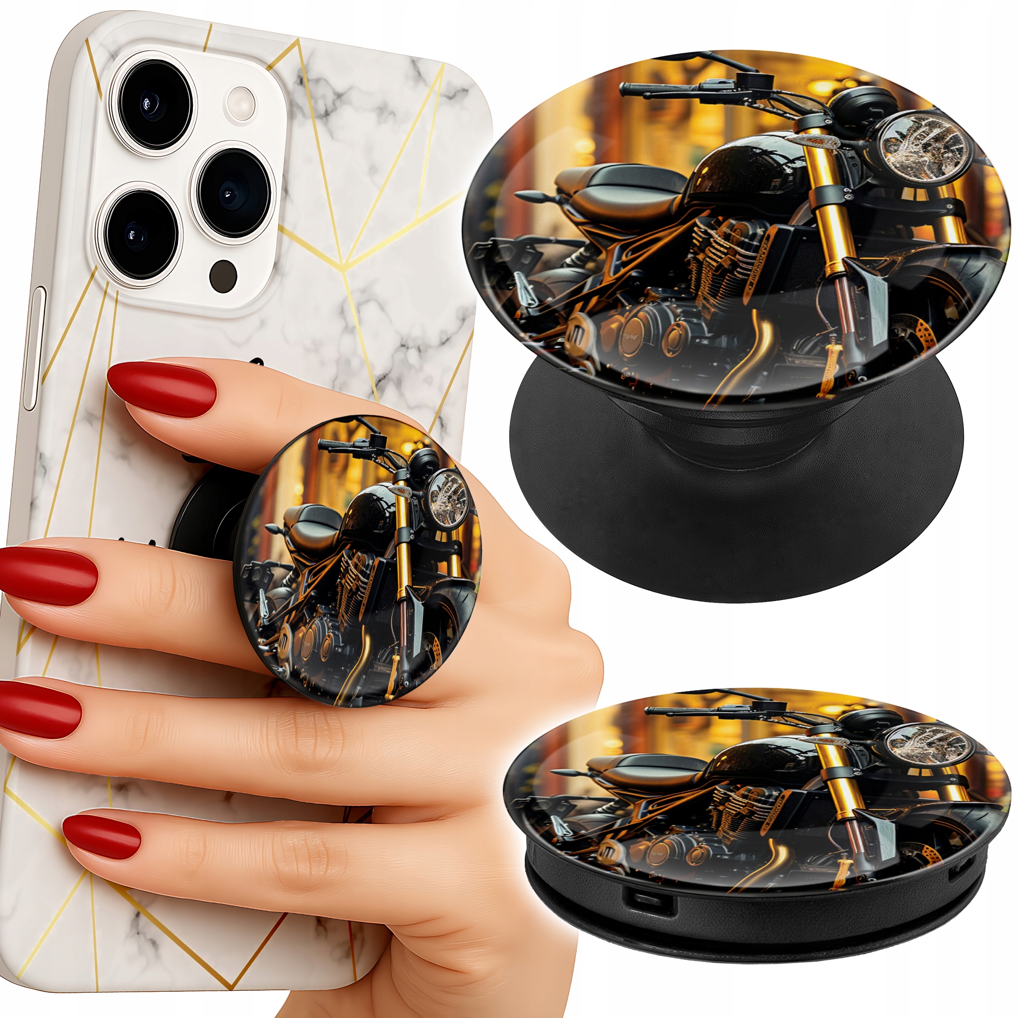 Uchwyt do telefonu Popsocket na palce/stojak FAN MOTOCYKL KASK MOTOCYKLISTA