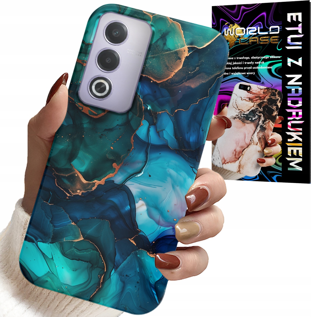 ETUI DO OPPO A80 5G - NIEBIESKO ZIELONY MARMUREK PLECKI WZORY