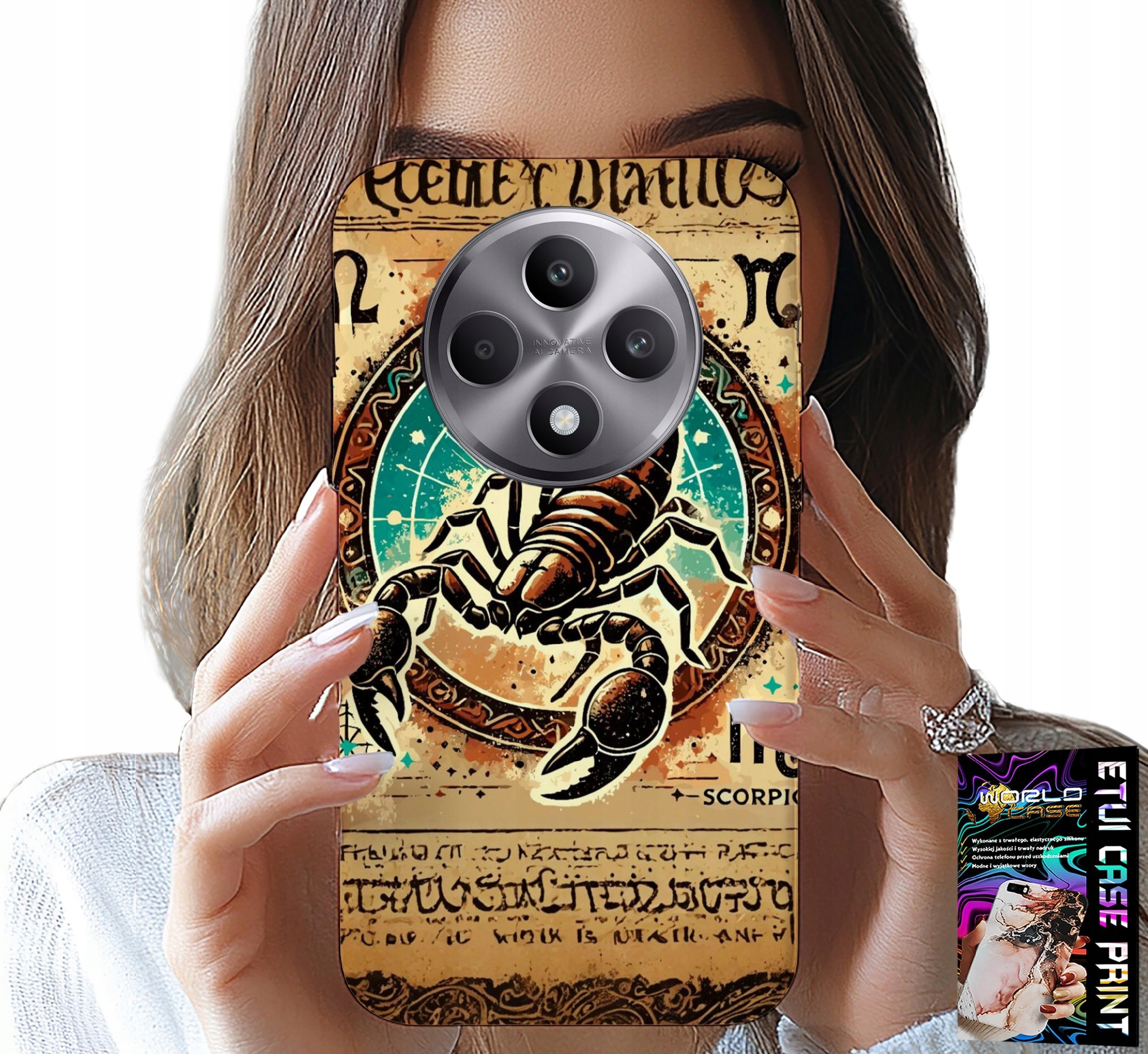 ETUI DO OPPO RENO12 F / 12FS 5G - SKORPION ZNAK ZODIAKU ASTRONOMIA + FOLIA