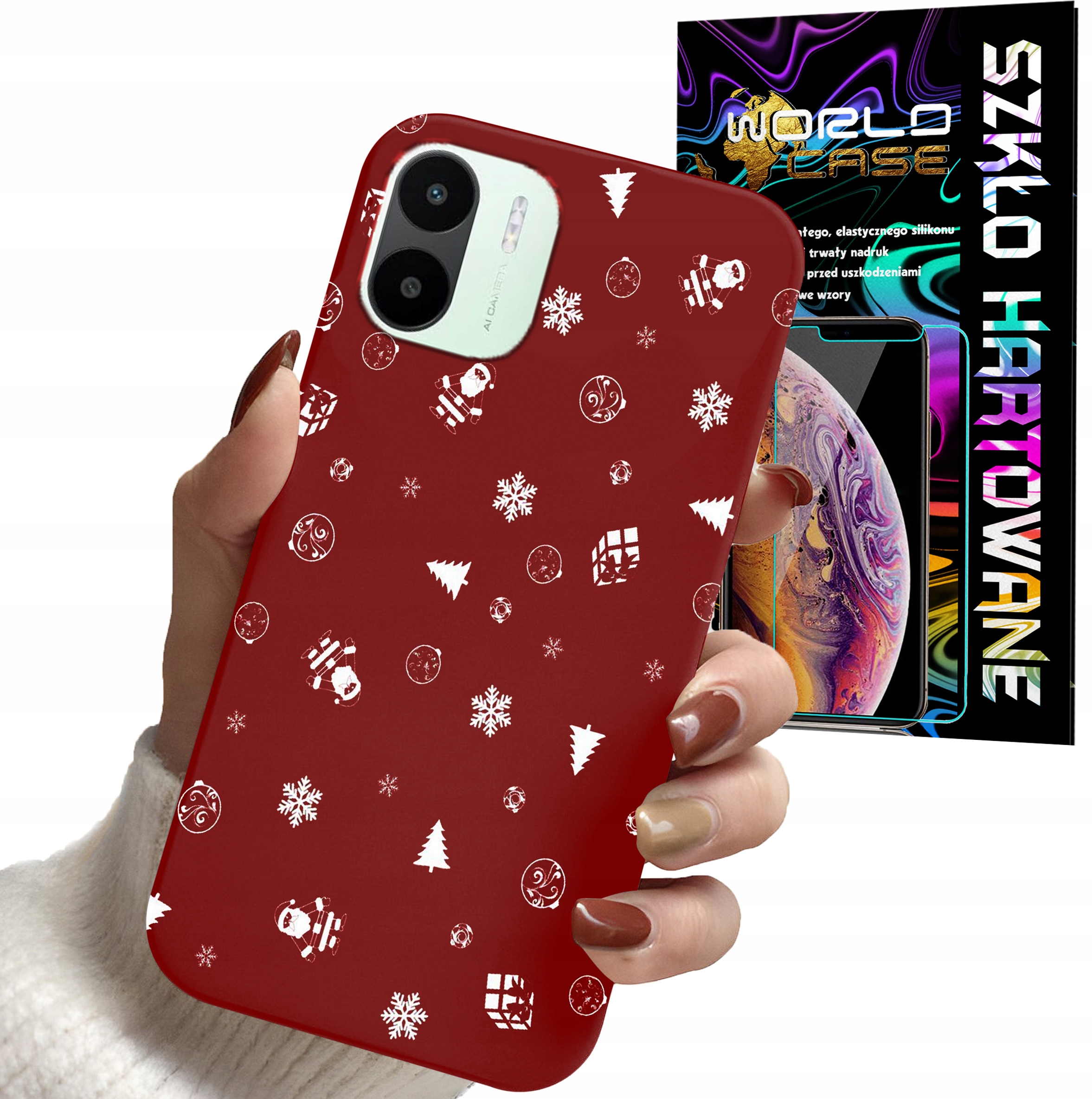 ETUI DO XIAOMI REDMI A1 - ŚWIĄTECZNE WZORY CHOINKA MIKOŁAJ + SZKŁO