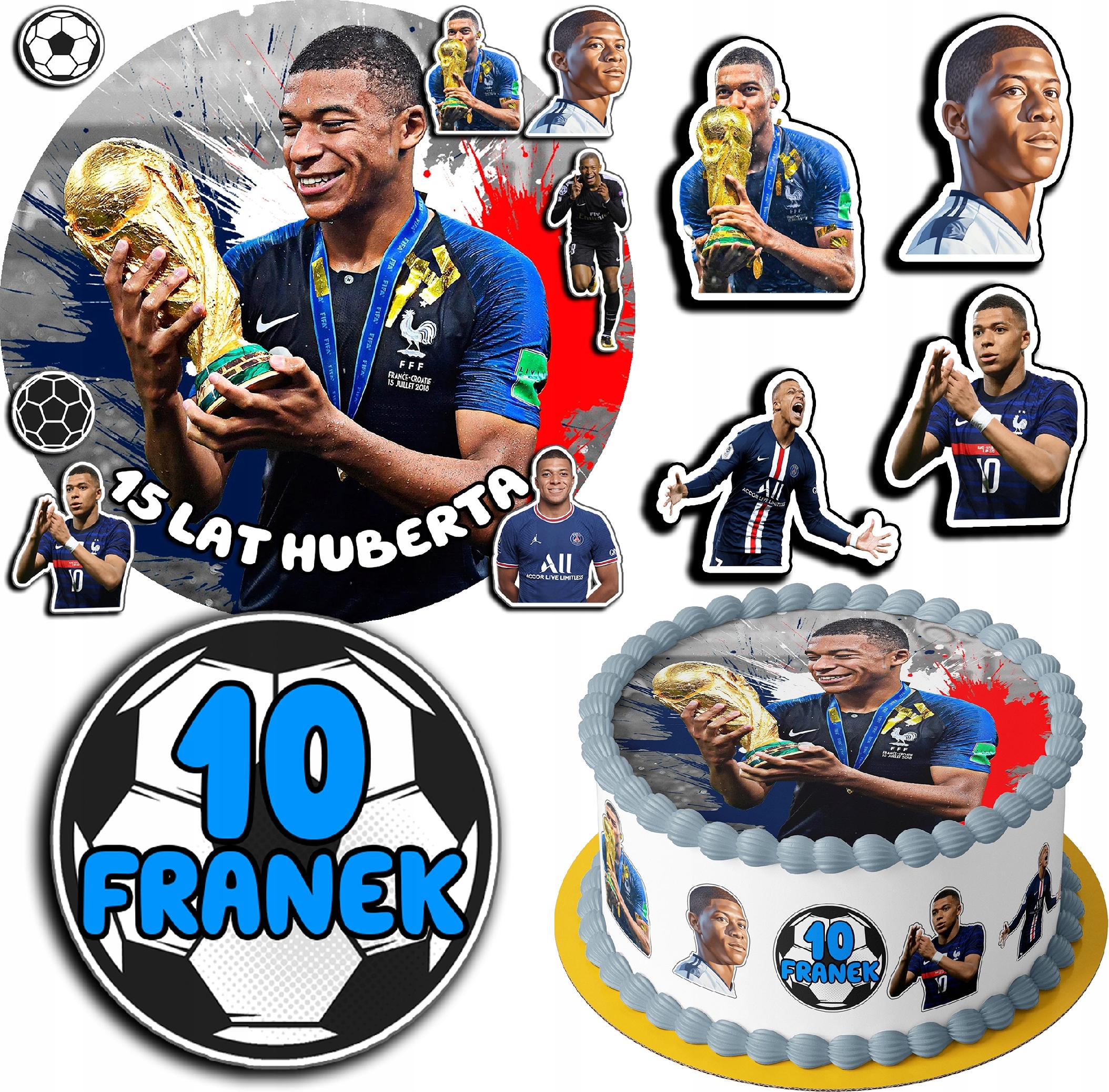 ZESTAW OPŁATEK NA TORT 20CM + 17 POSTACI - MBAPPE + IMIĘ 15CM 18CM