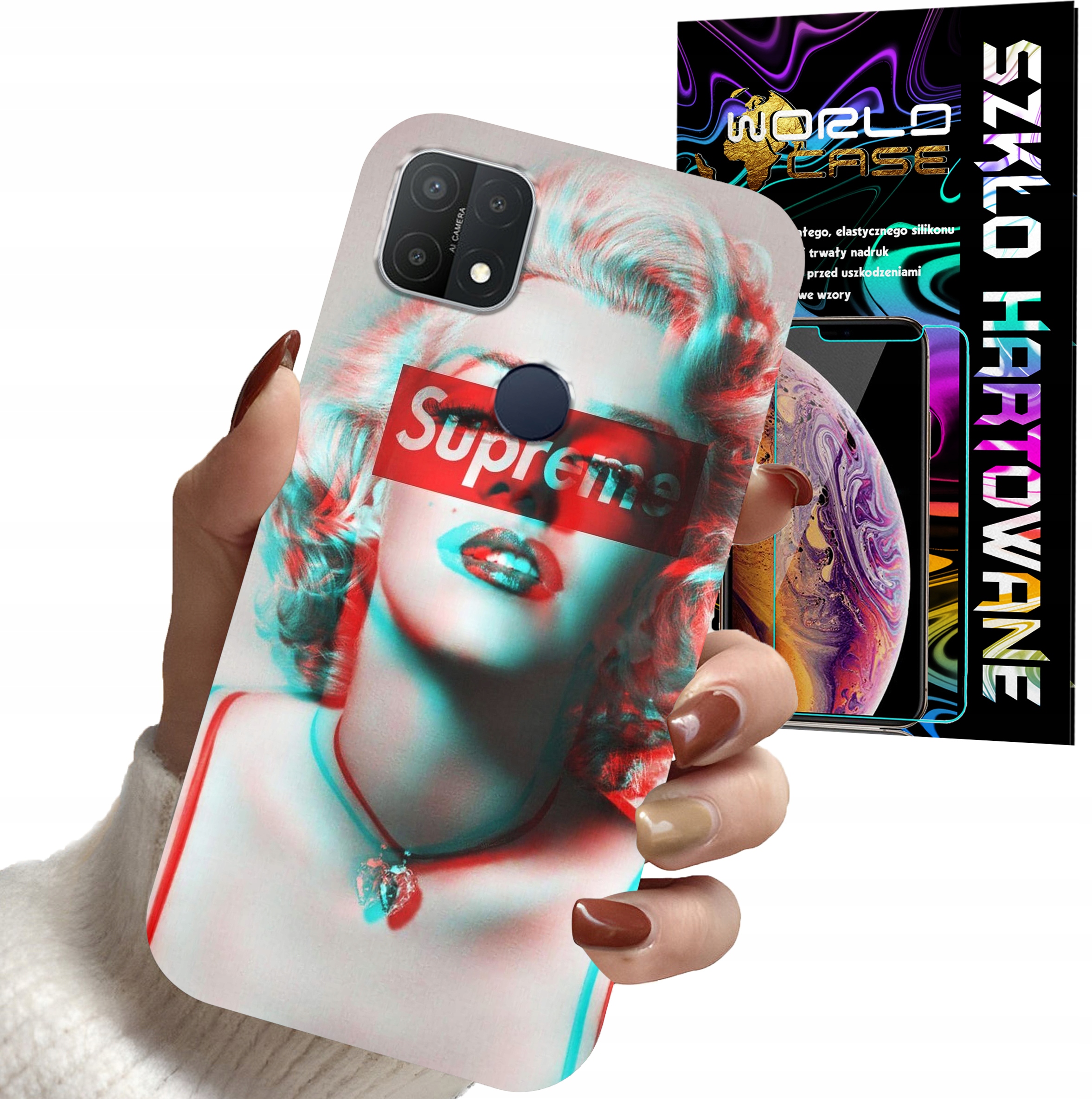 ETUI DO OPPO A15 (A15s) - Monroe MODNE KOBIECE WZORY + SZKŁO