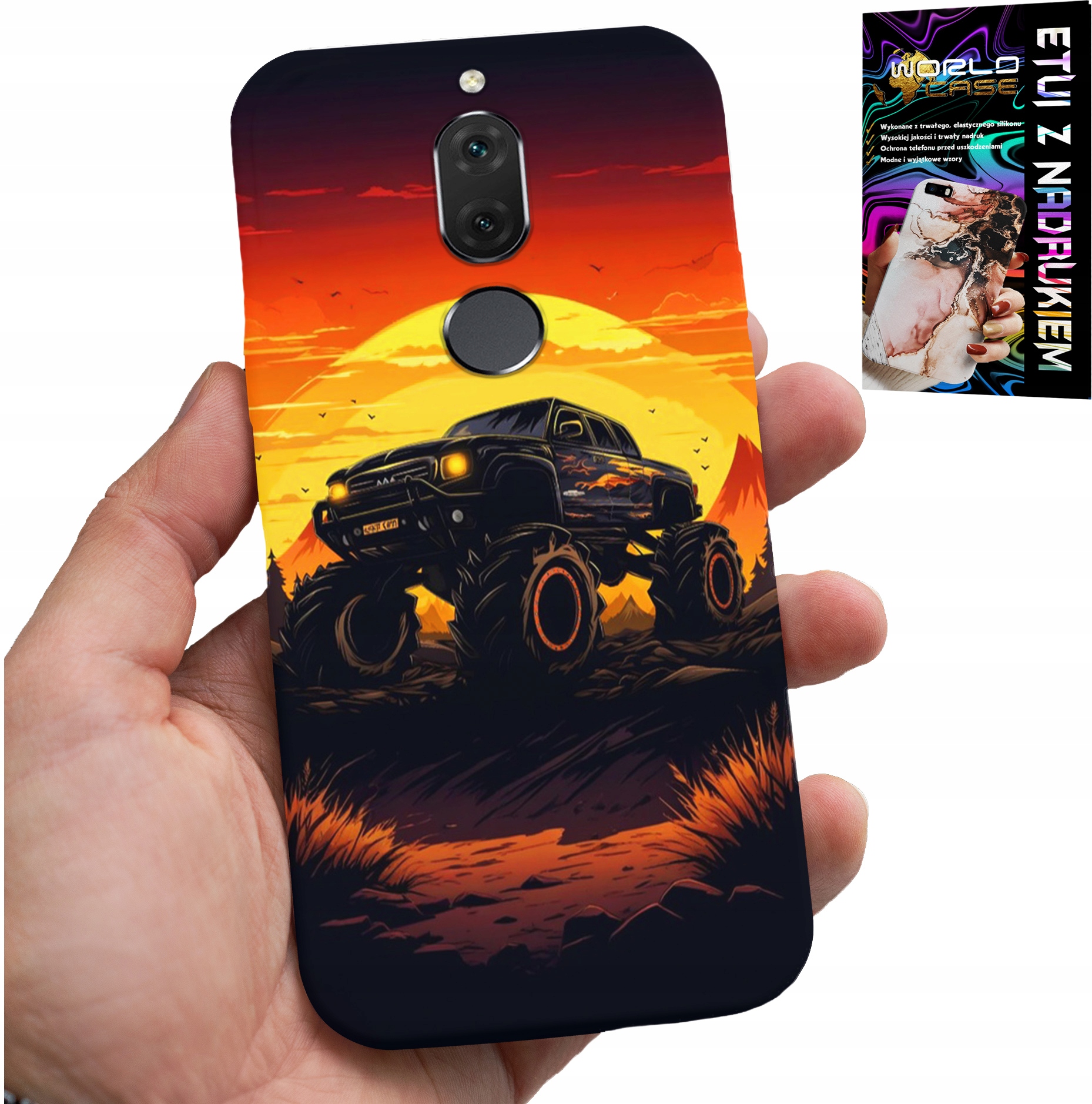 ETUI DO HUAWEI MATE 10 LITE - MONSTERTRUCK, CIĘŻARÓWKA, WZORY + SZKŁO