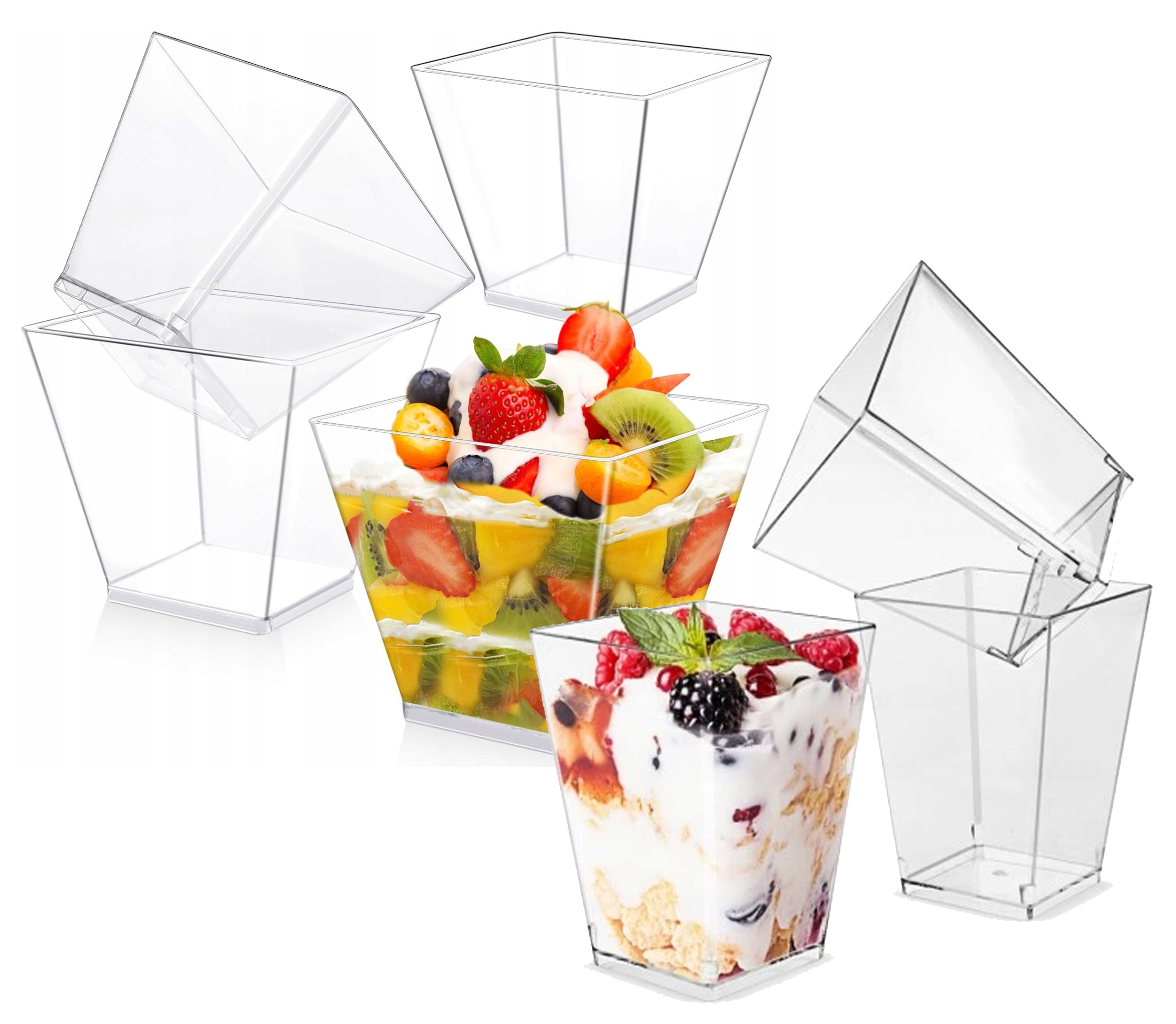 POJEMNIKI PUCHARKI NA DESER PRZEKĄSKI MONOPORCJE SŁODKI STÓŁ 120ML 6SZT