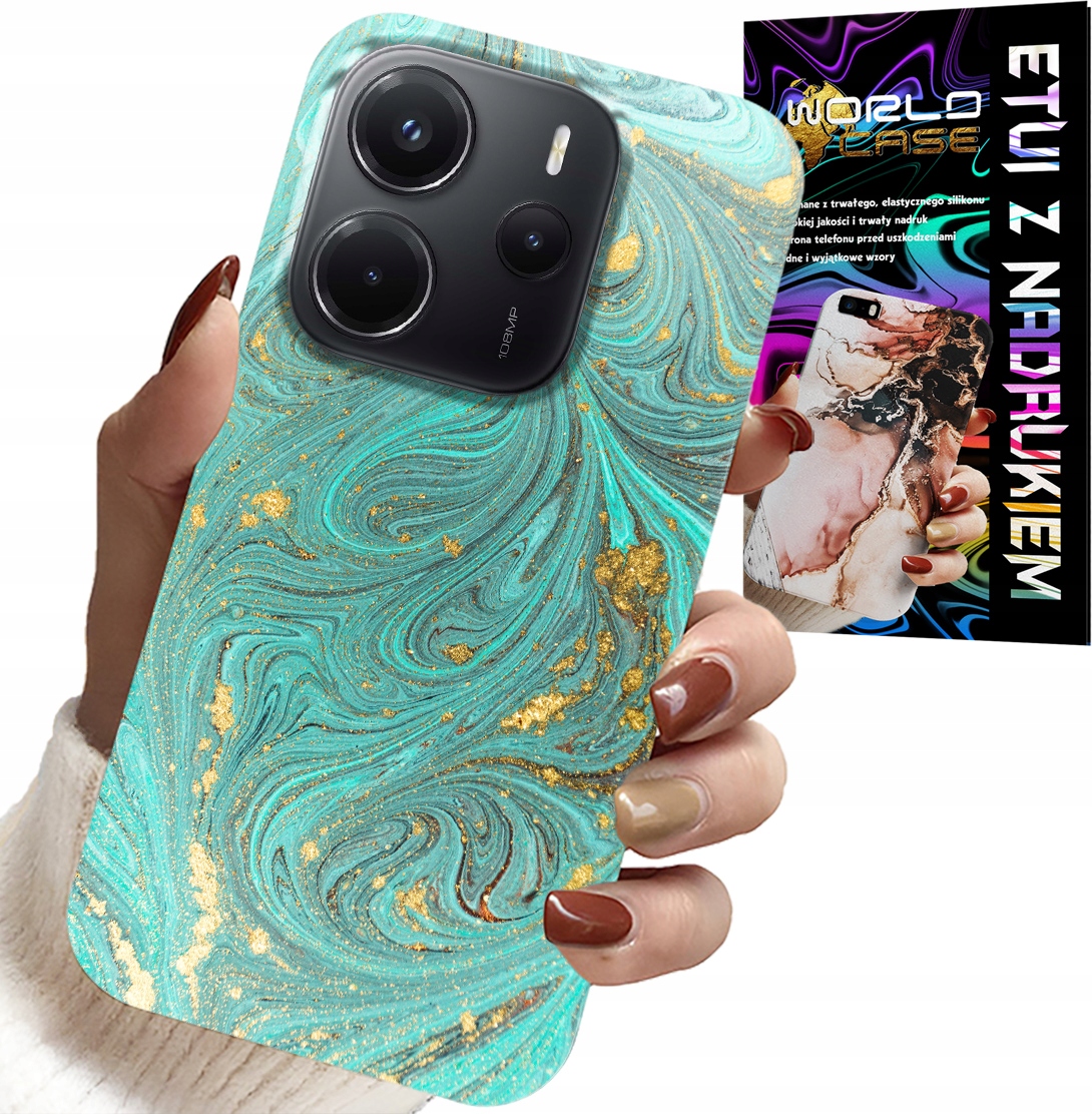 ETUI DO XIAOMI NOTE 14 4G - MARMURKOWE WZORY + SZKŁO HARTOWANE