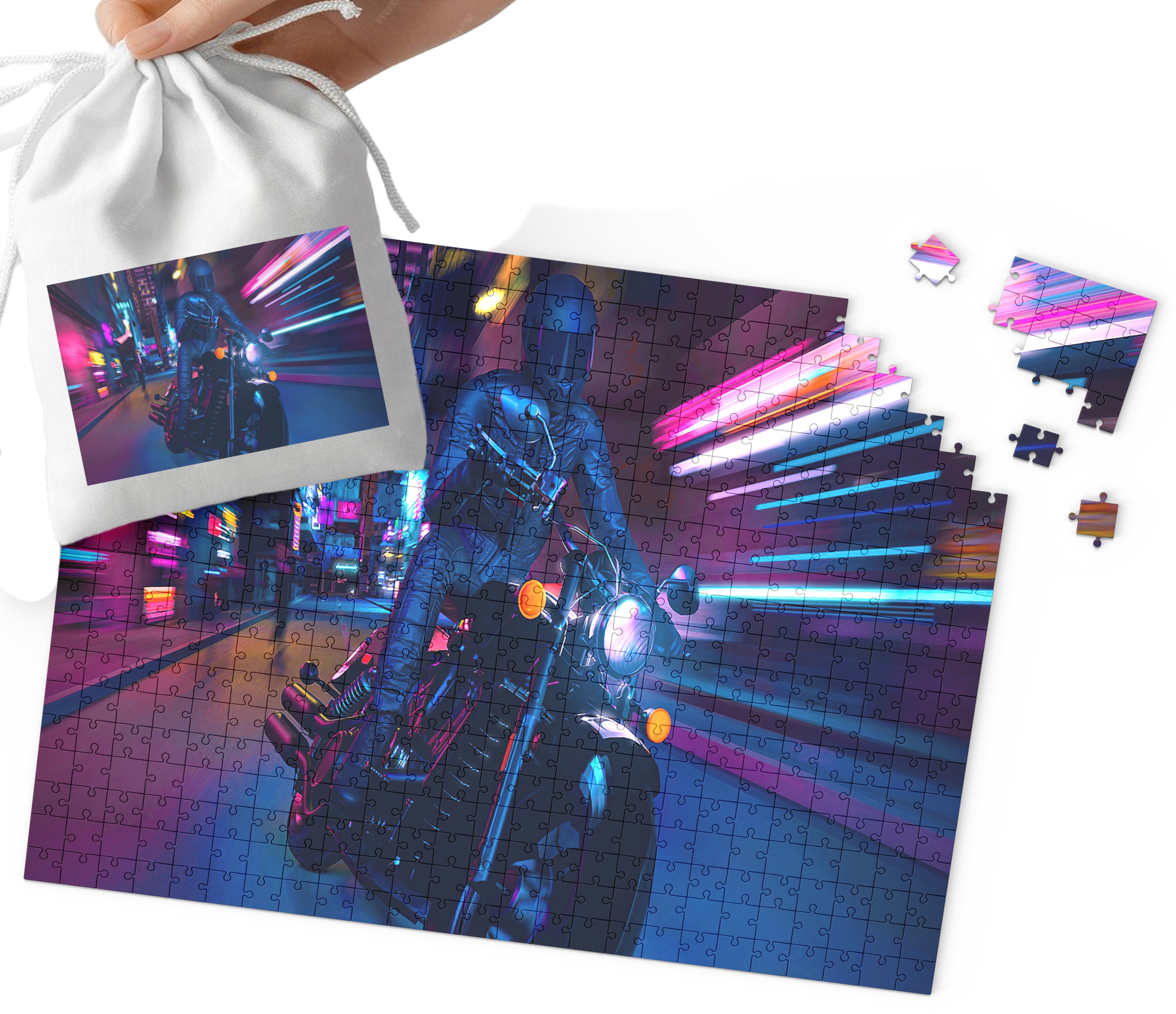 PUZZLE TRADYCYJNE - MOTOR MOTOCYKL MEGA WZORY PREZENT 120el + WORECZEK