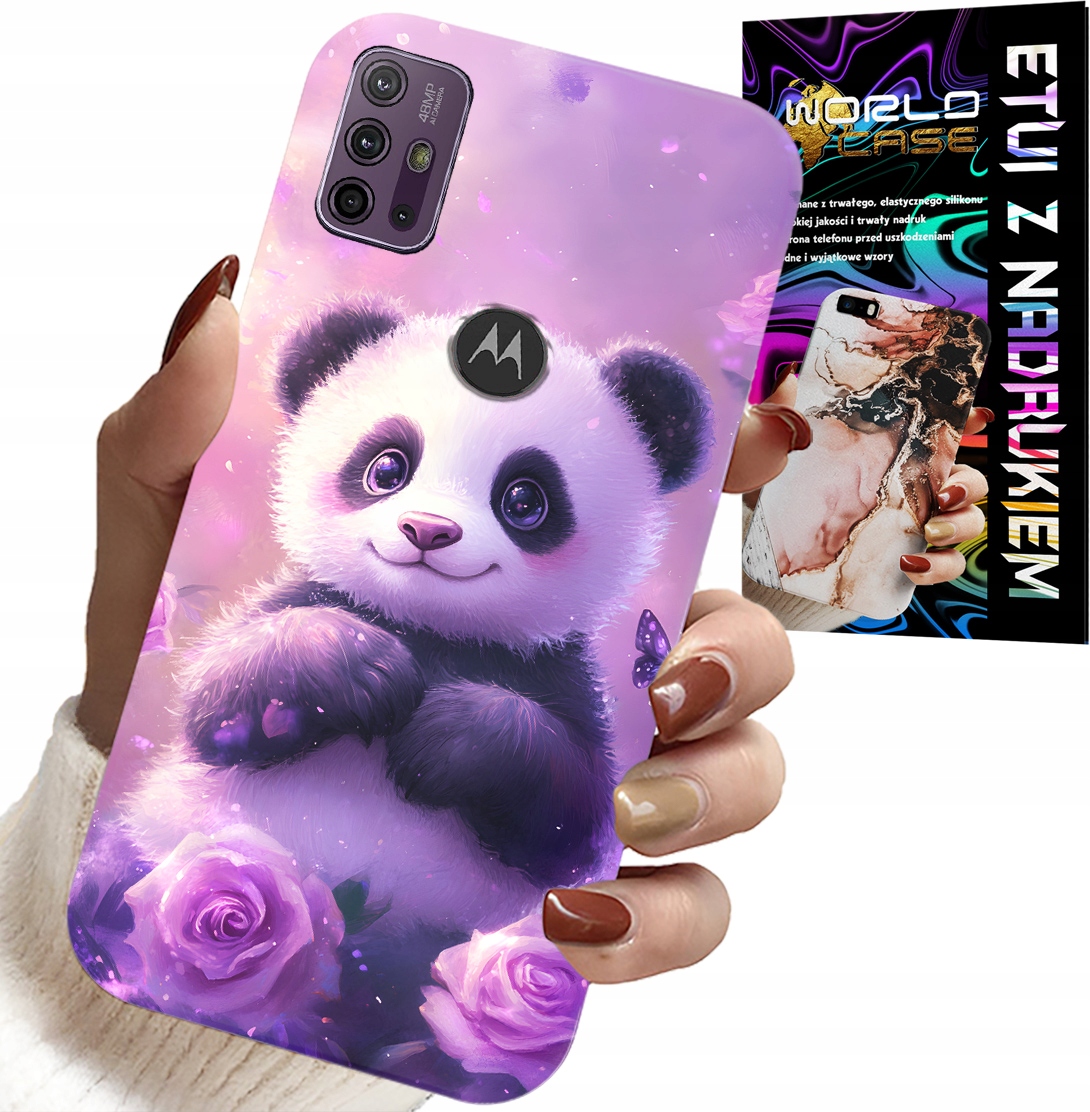 ETUI DO MOTOROLA MOTO G10 / G30 - SŁODKA PANDA WZORY DLA DZIECI + SZKŁO